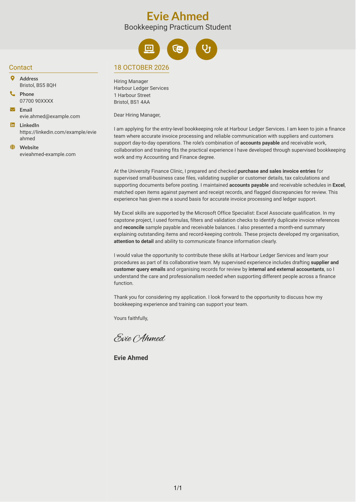 Cover letter example — page 1