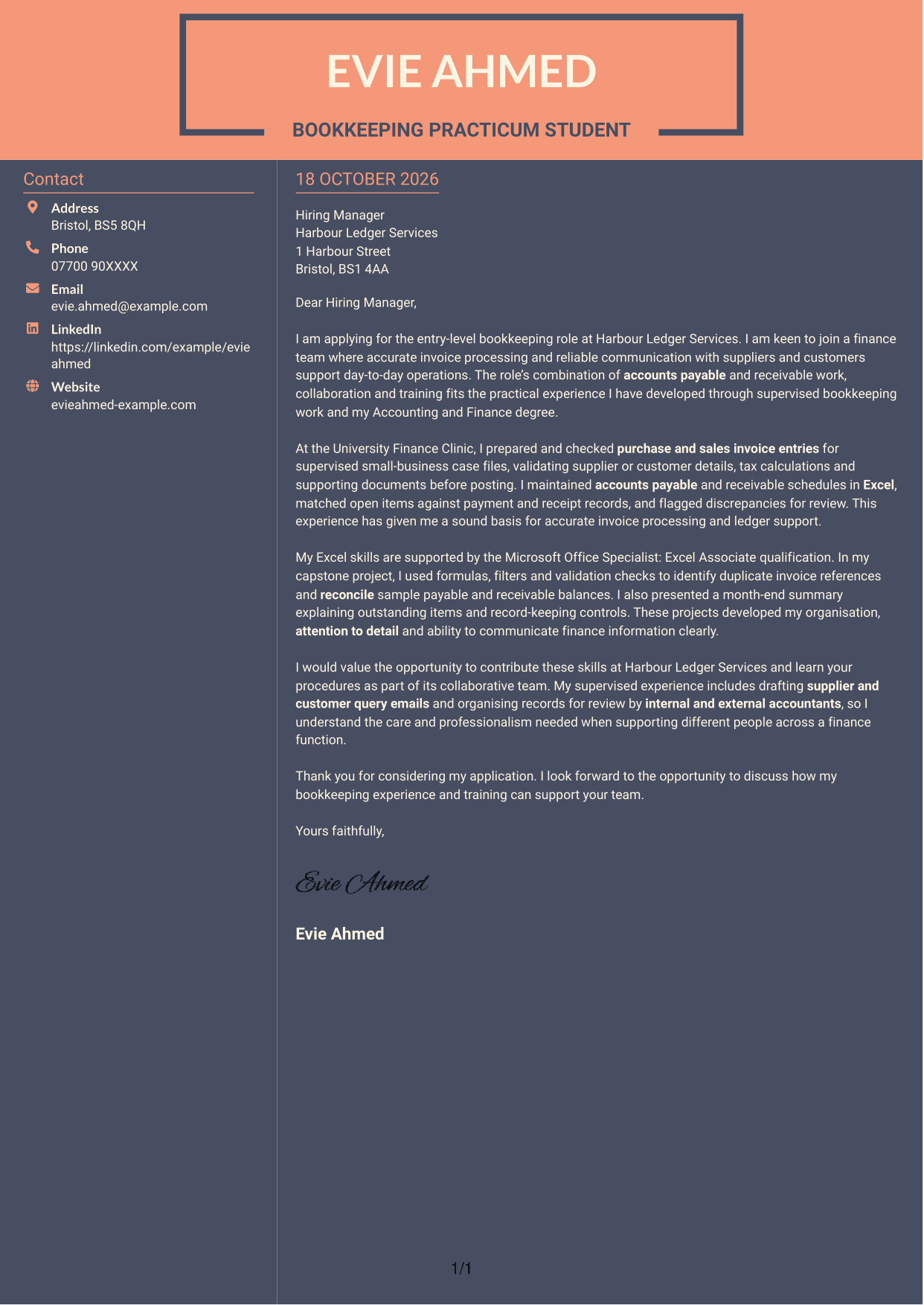 Cover letter example — page 1