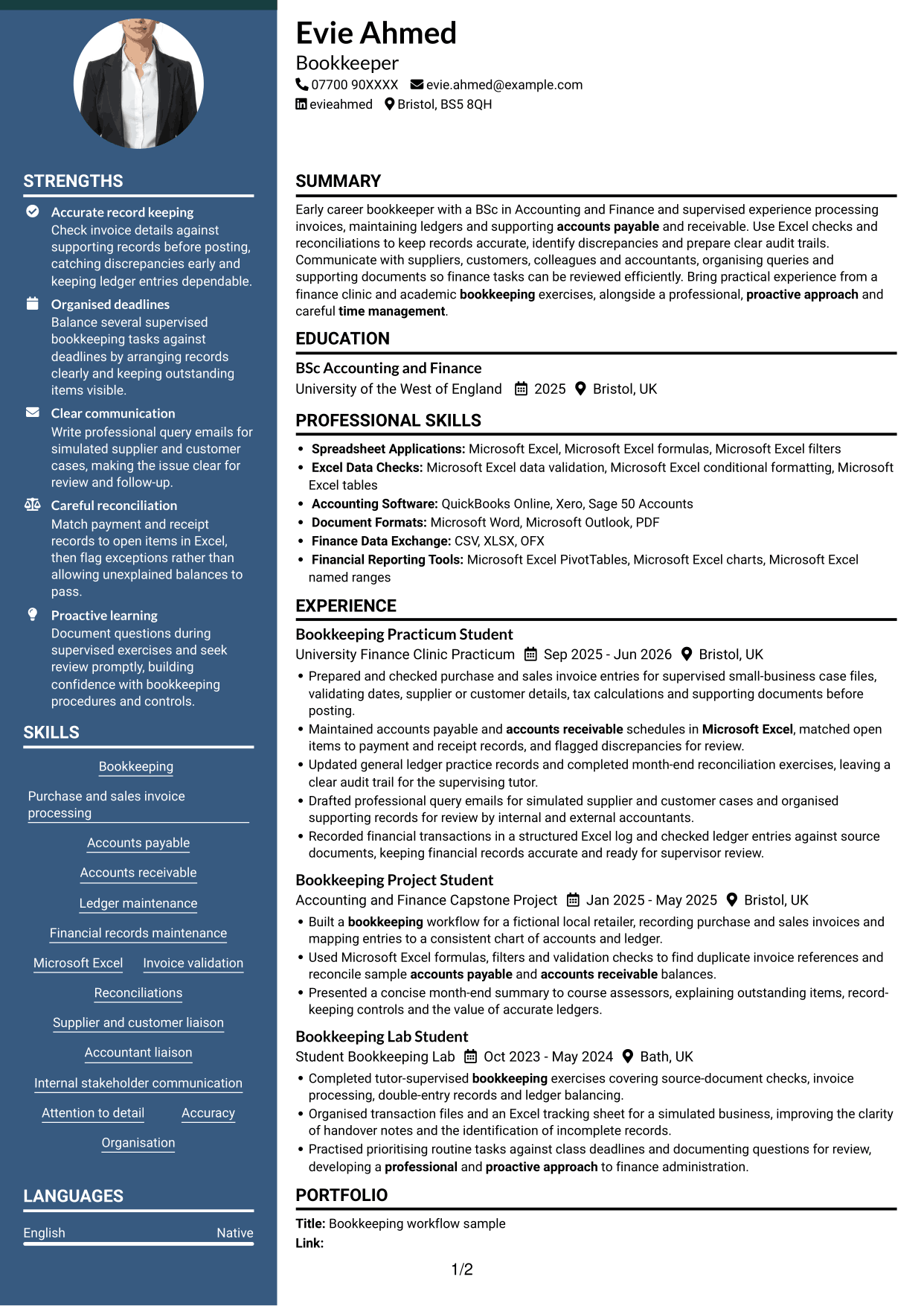 CV example — page 1