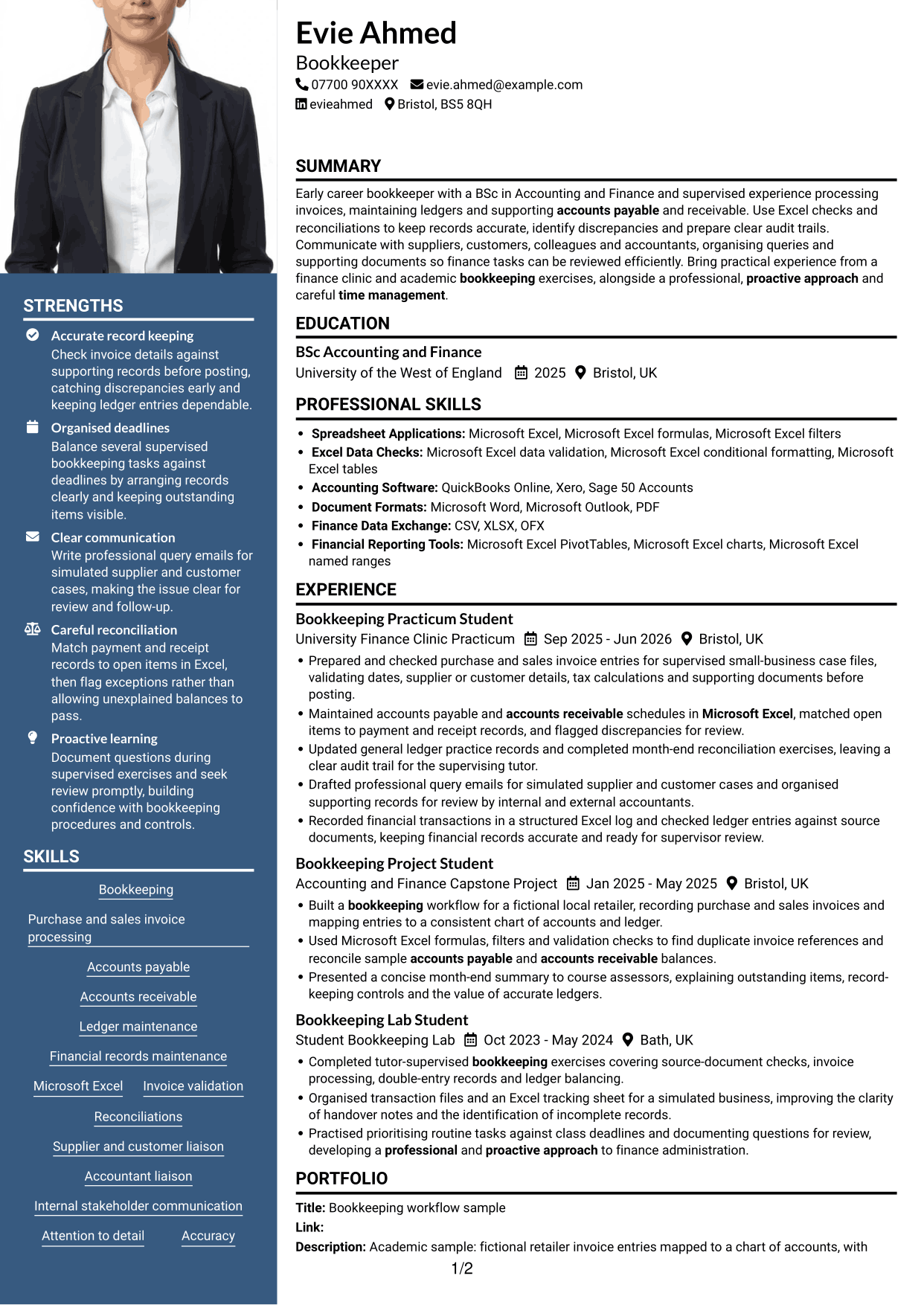CV example — page 1