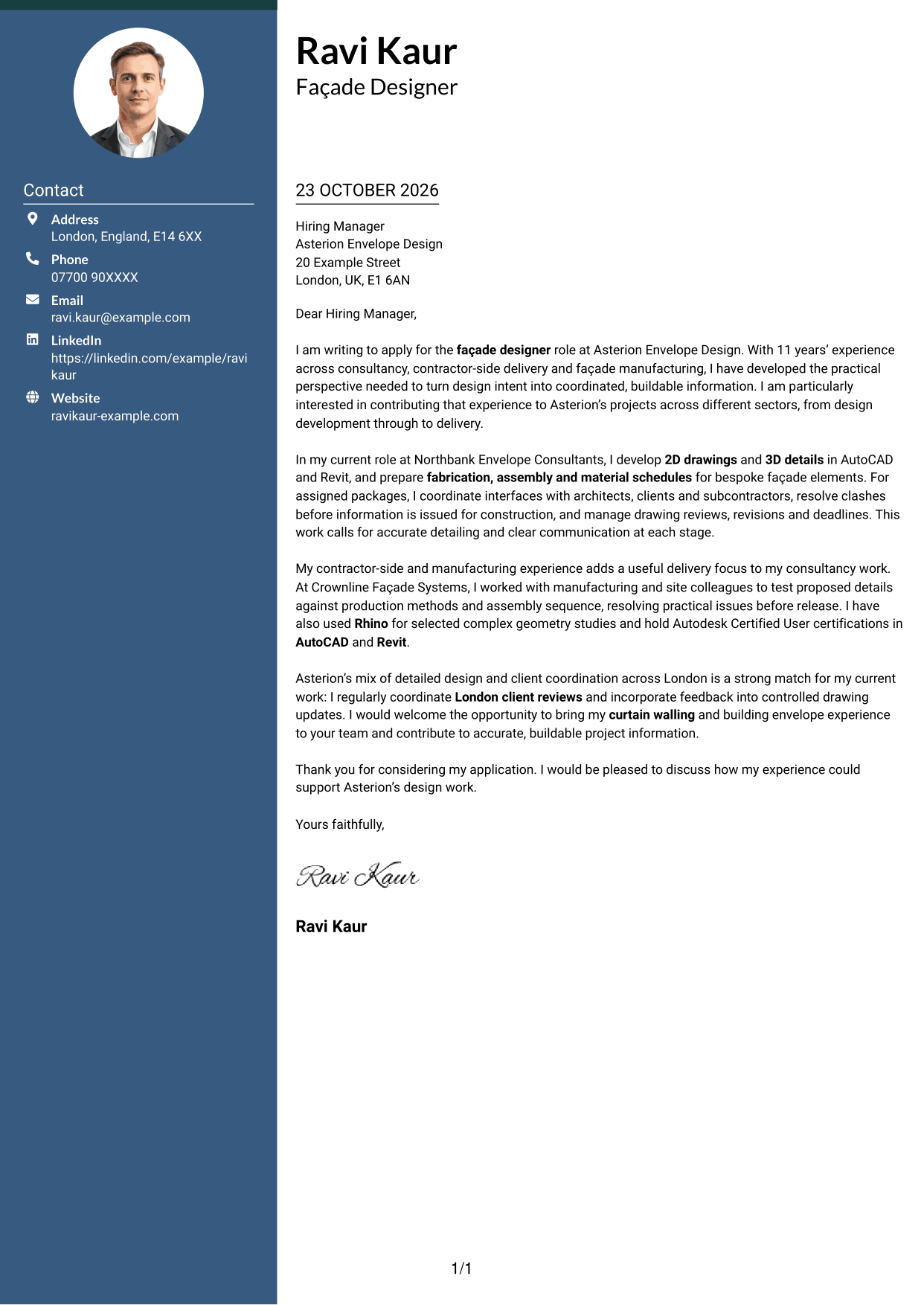 Cover letter example — page 1