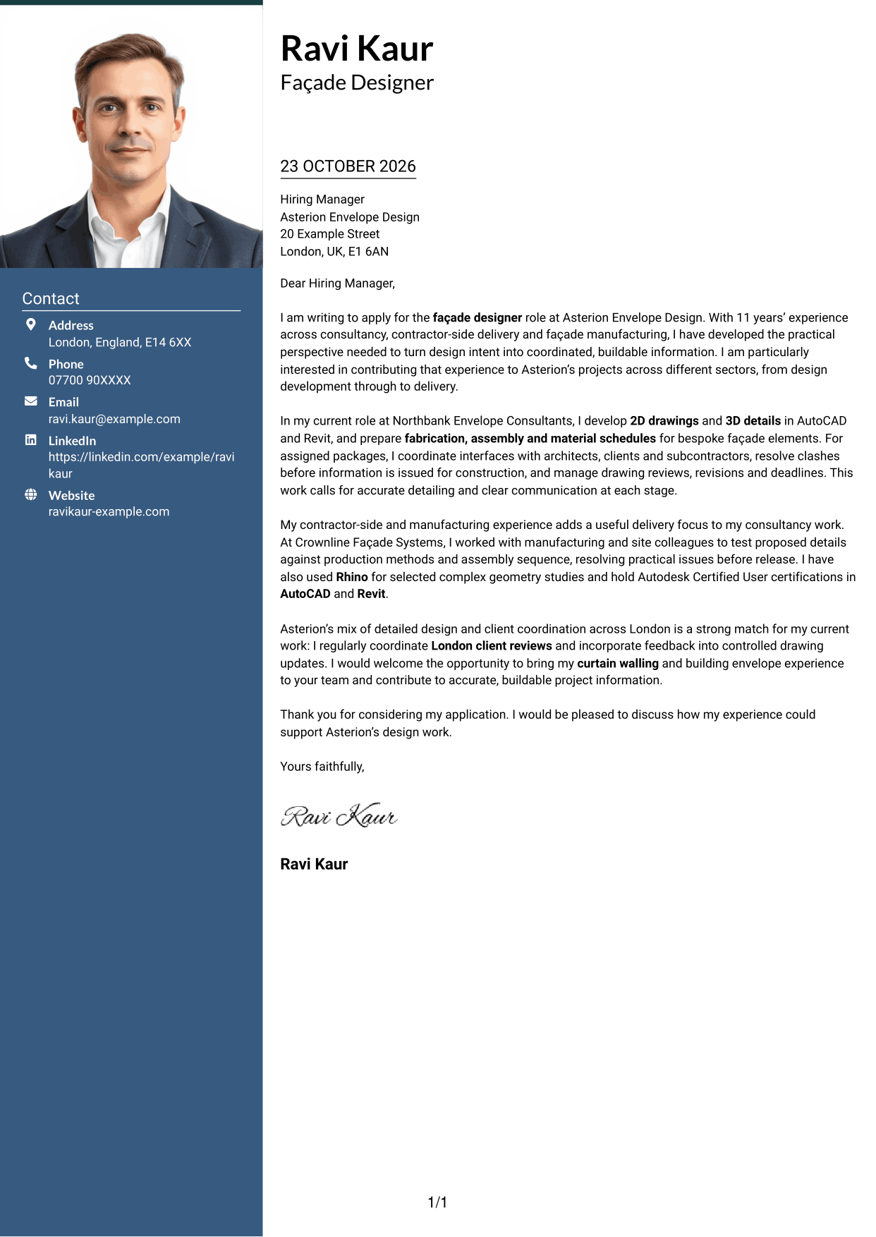 Cover letter example — page 1