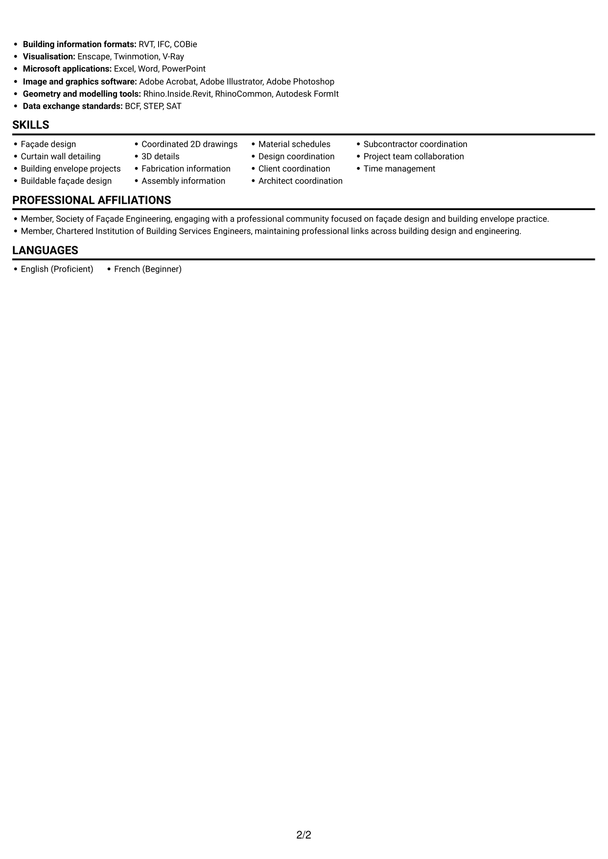 CV example — page 2