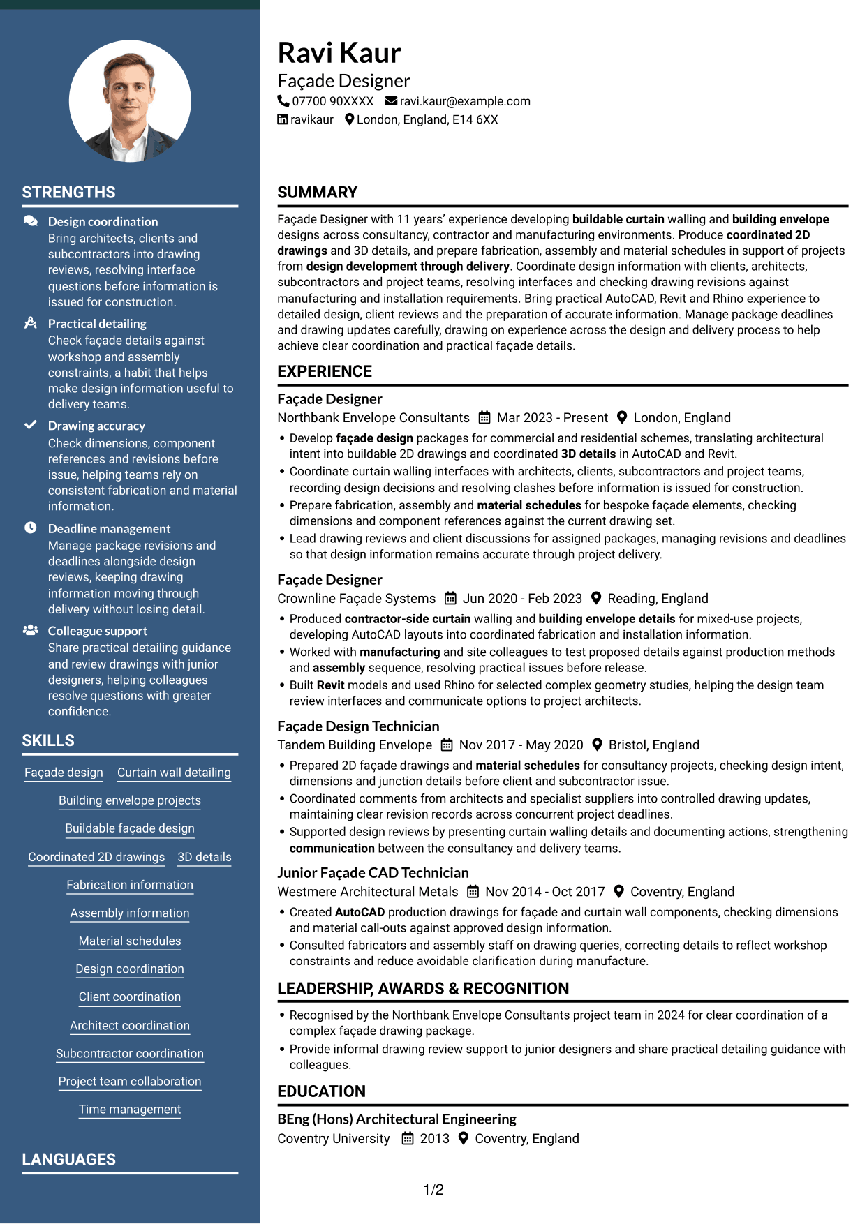 CV example — page 1