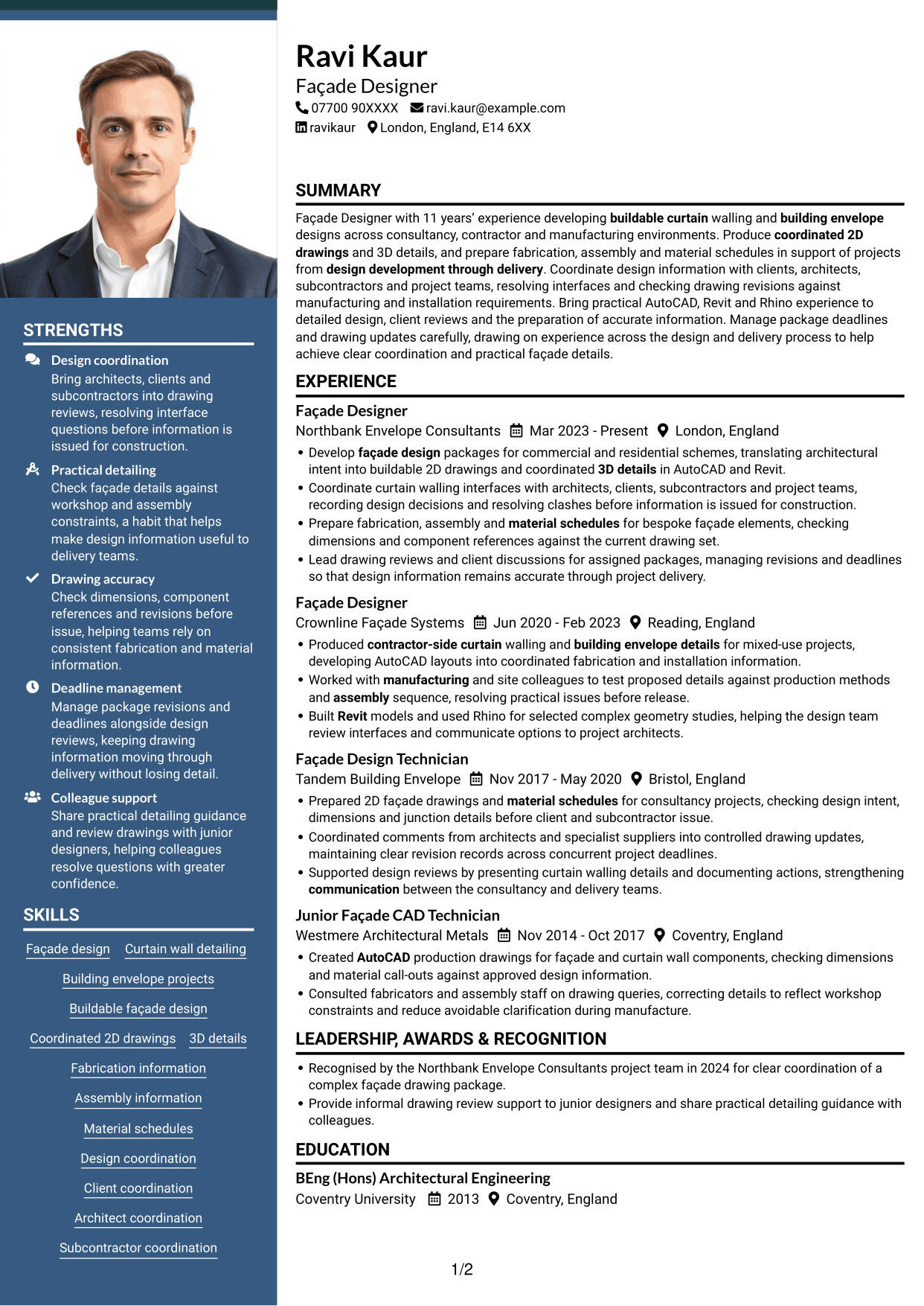 CV example — page 1