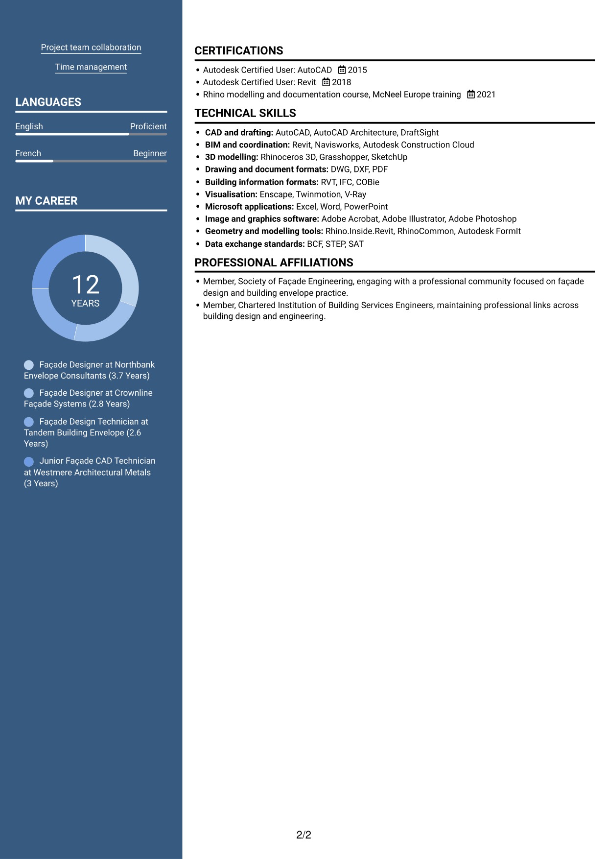 CV example — page 2