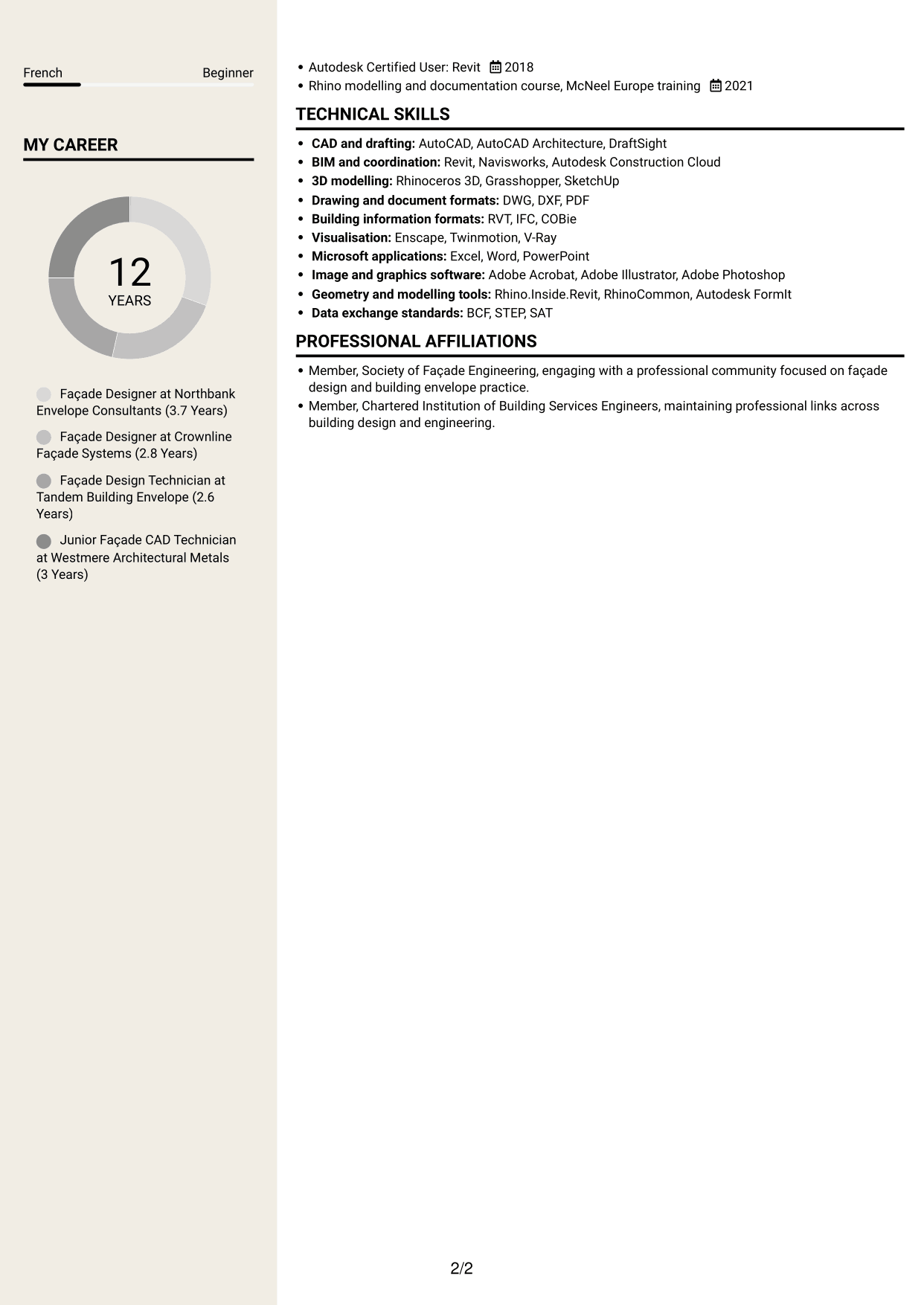 CV example — page 2