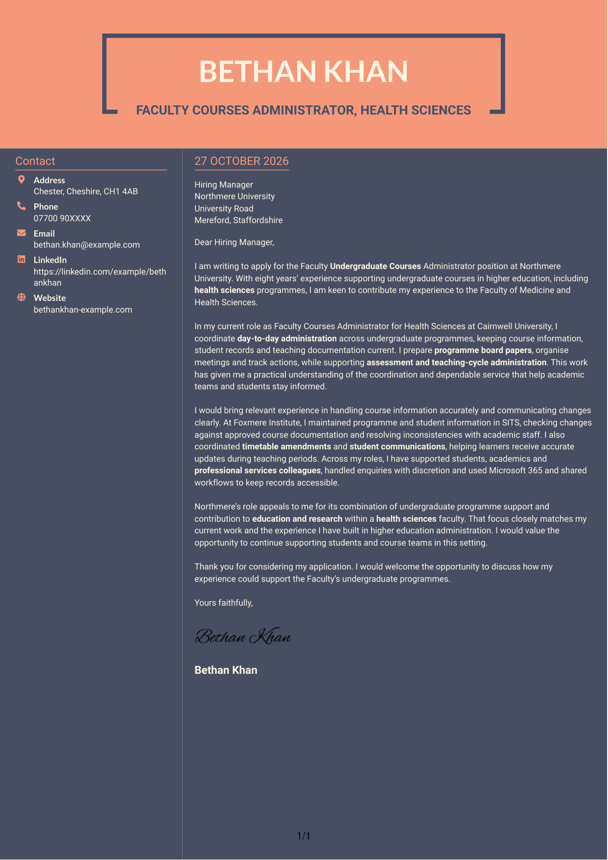 Cover letter example — page 1