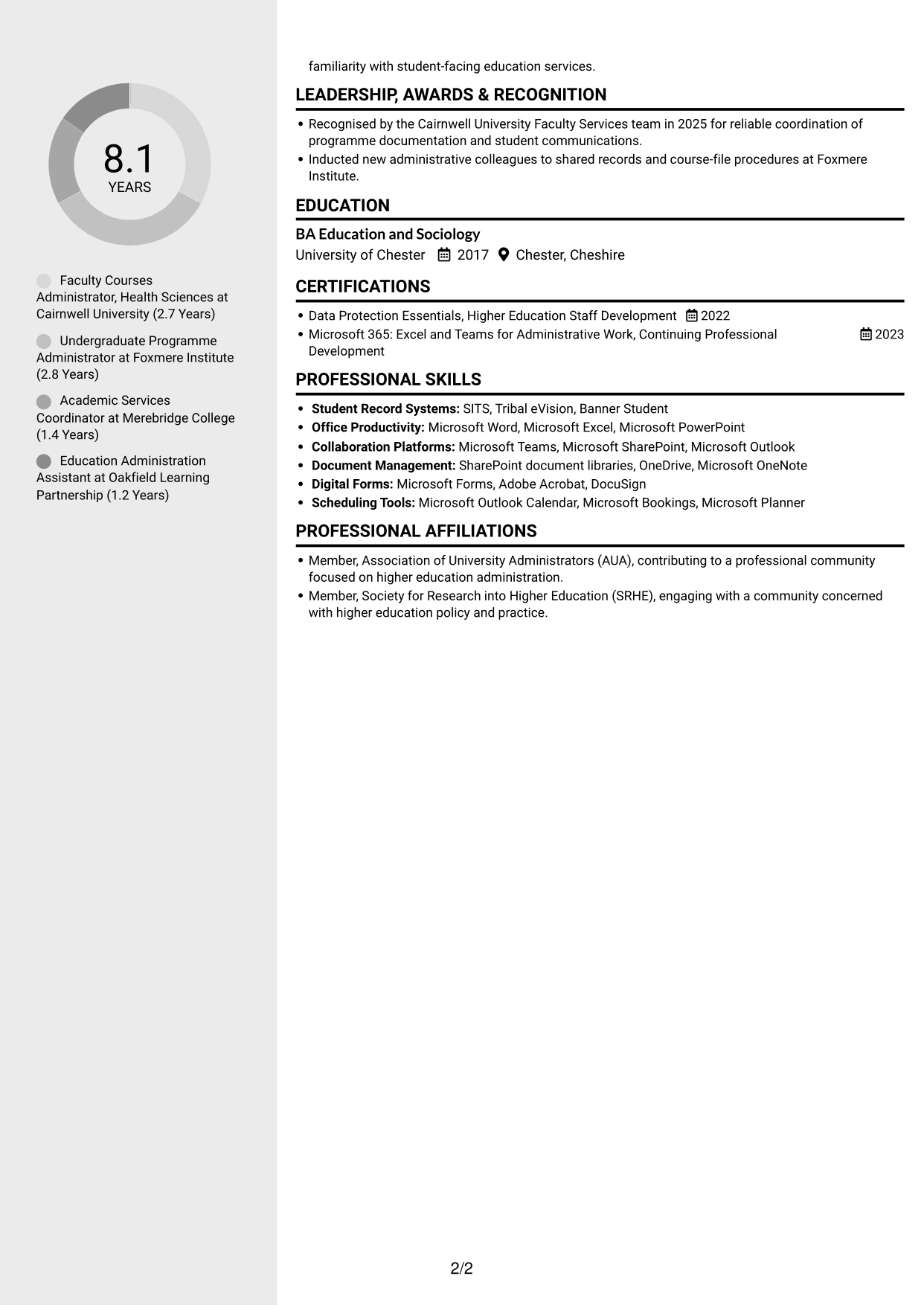 CV example — page 2
