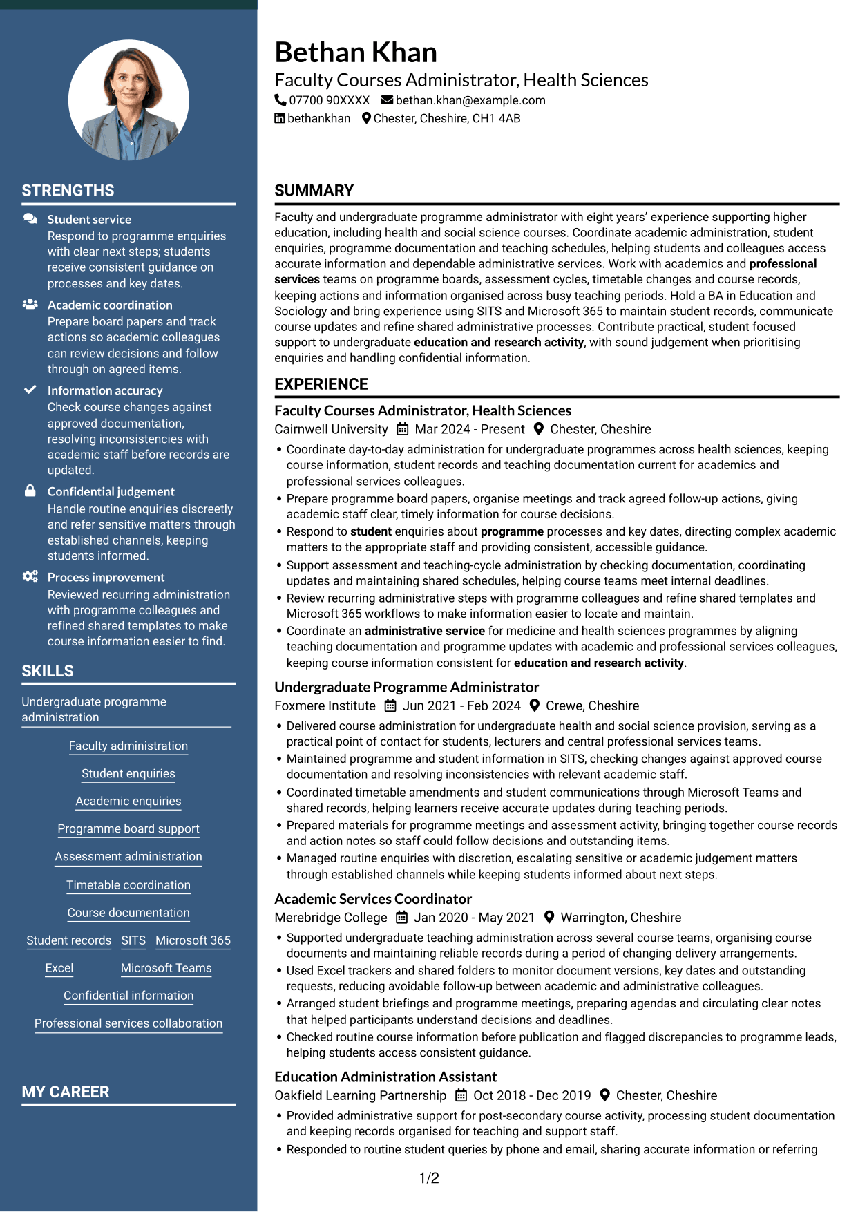 CV example — page 1