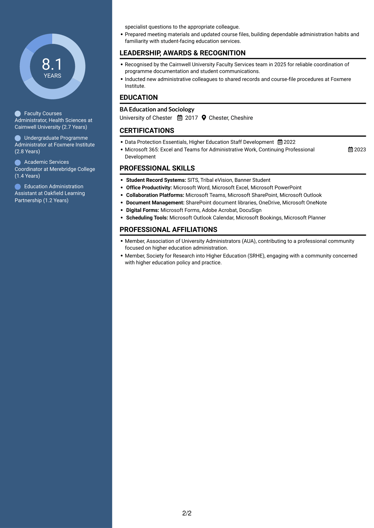 CV example — page 2