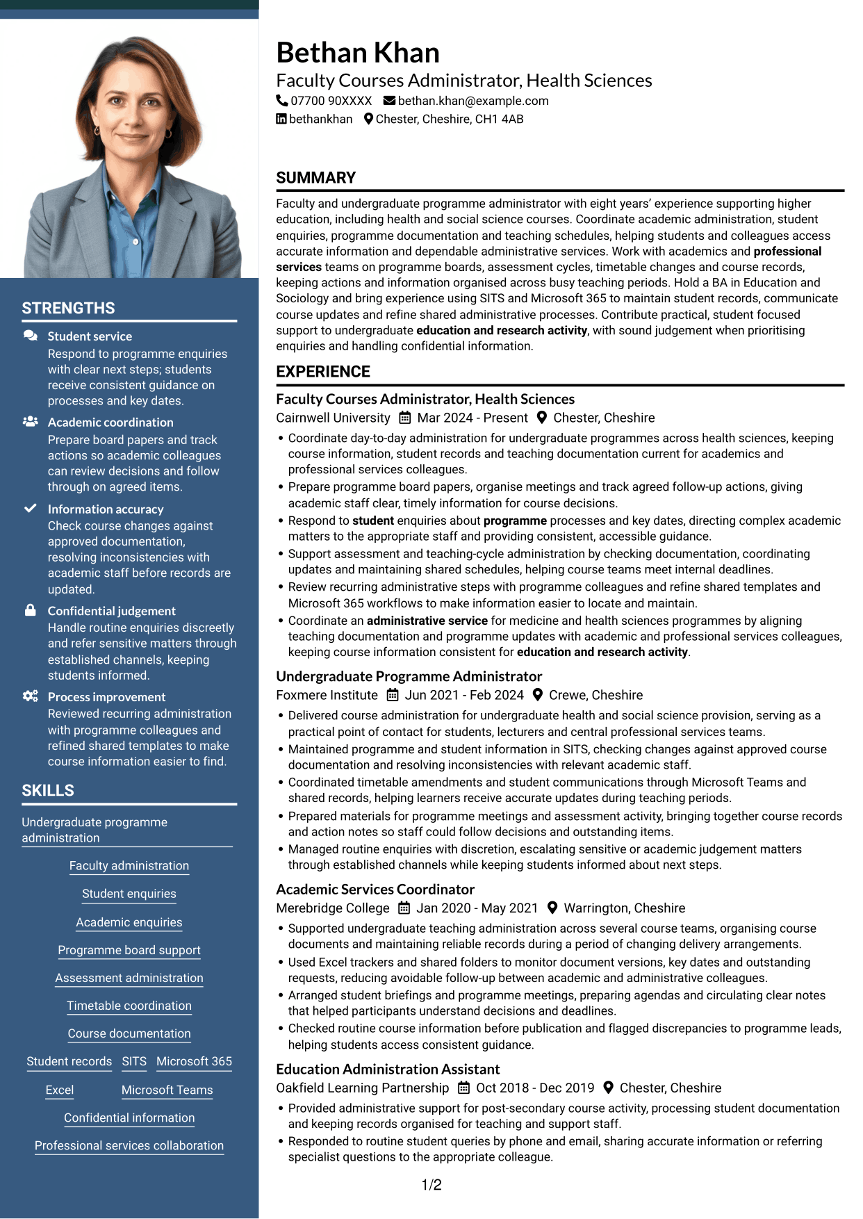 CV example — page 1