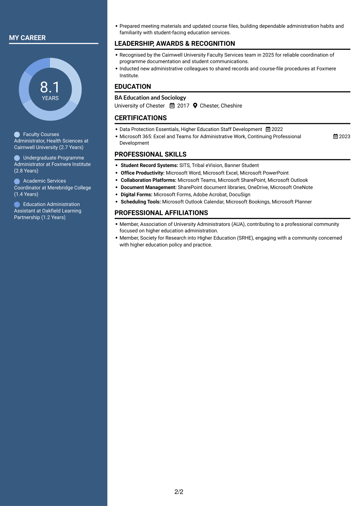 CV example — page 2