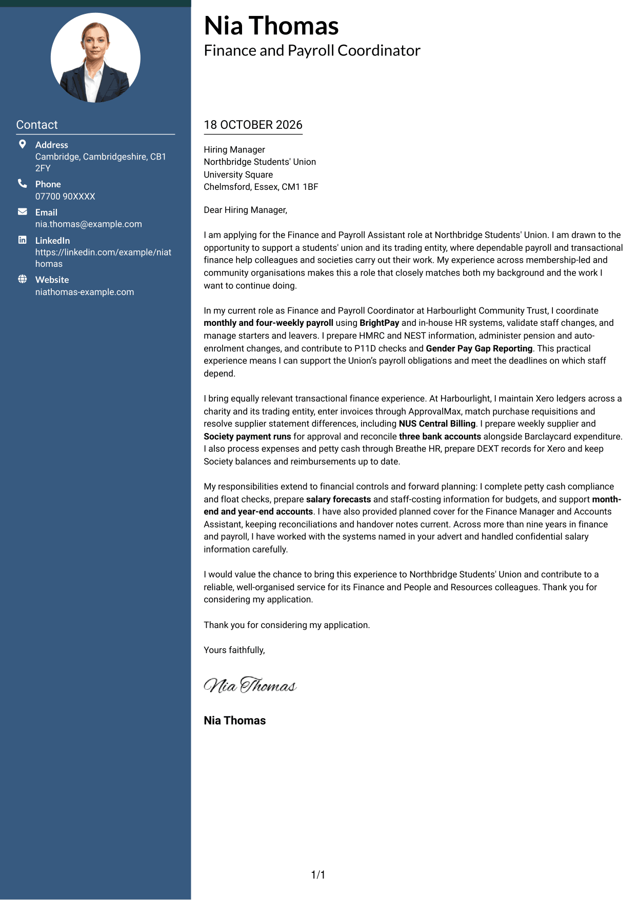 Cover letter example — page 1