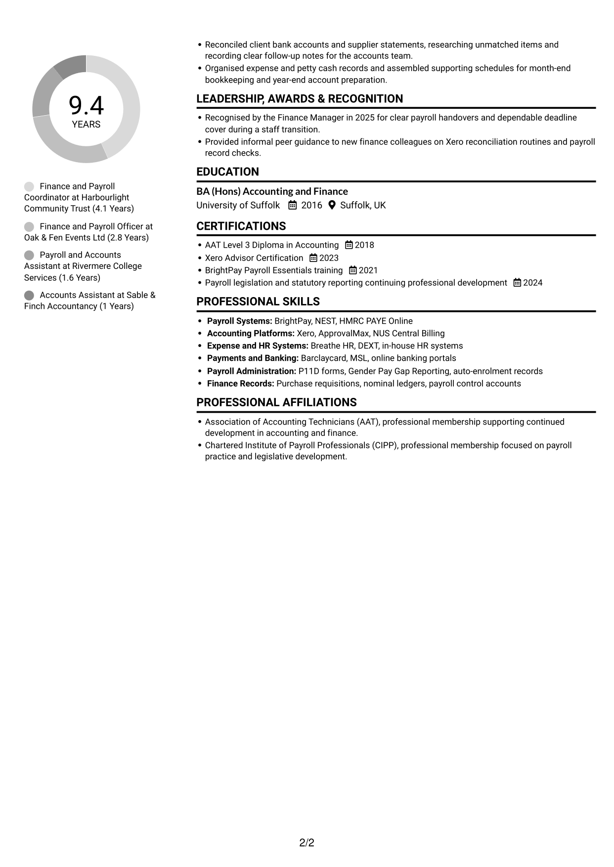 CV example — page 2