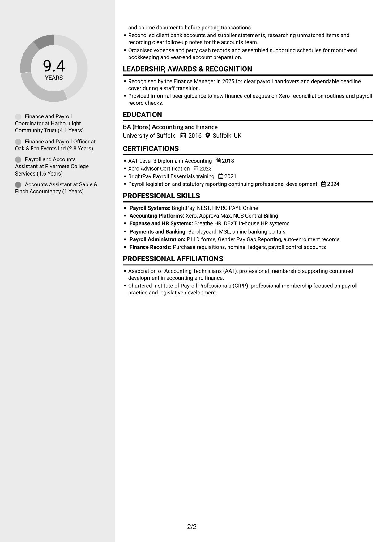 CV example — page 2
