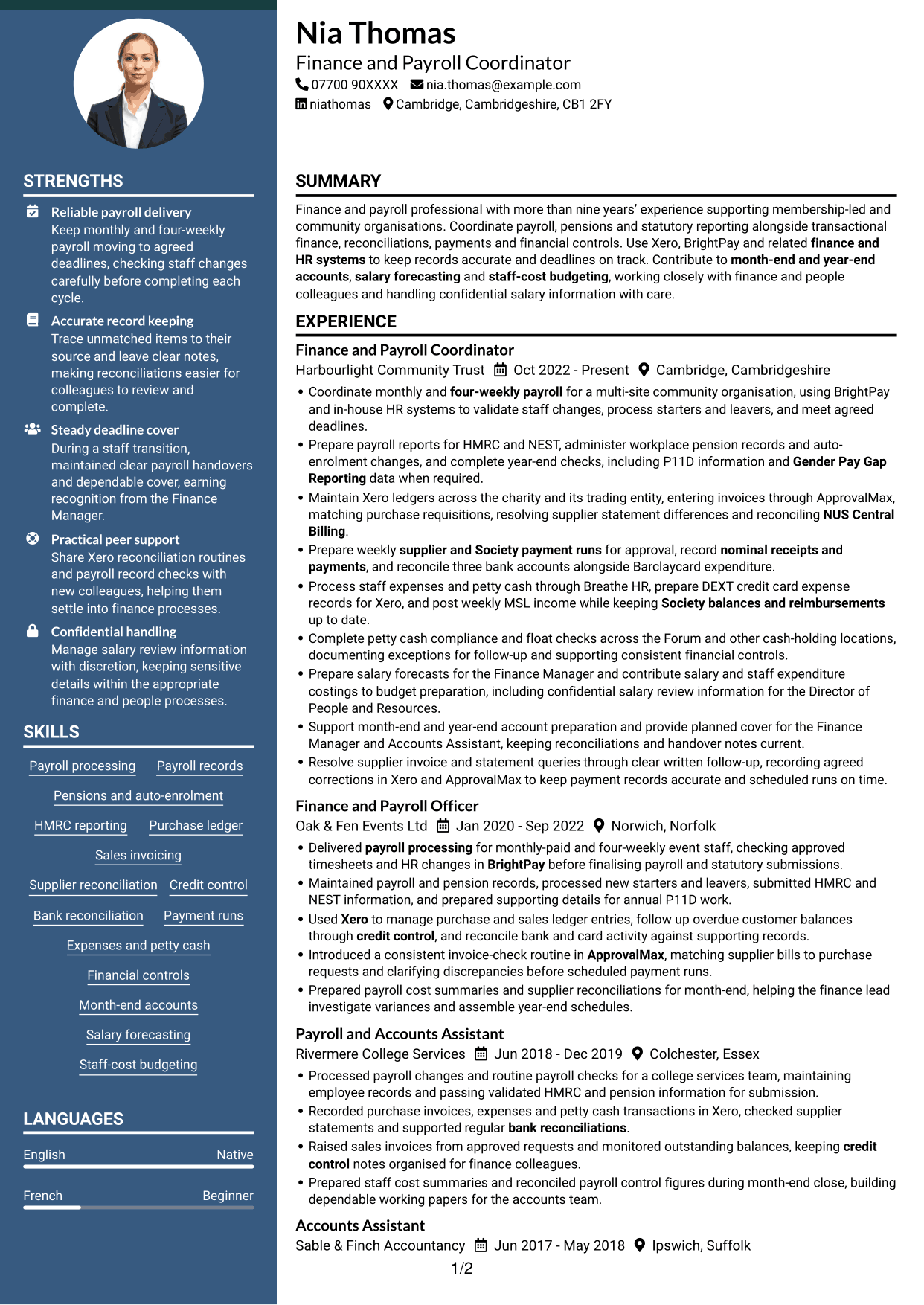 CV example — page 1
