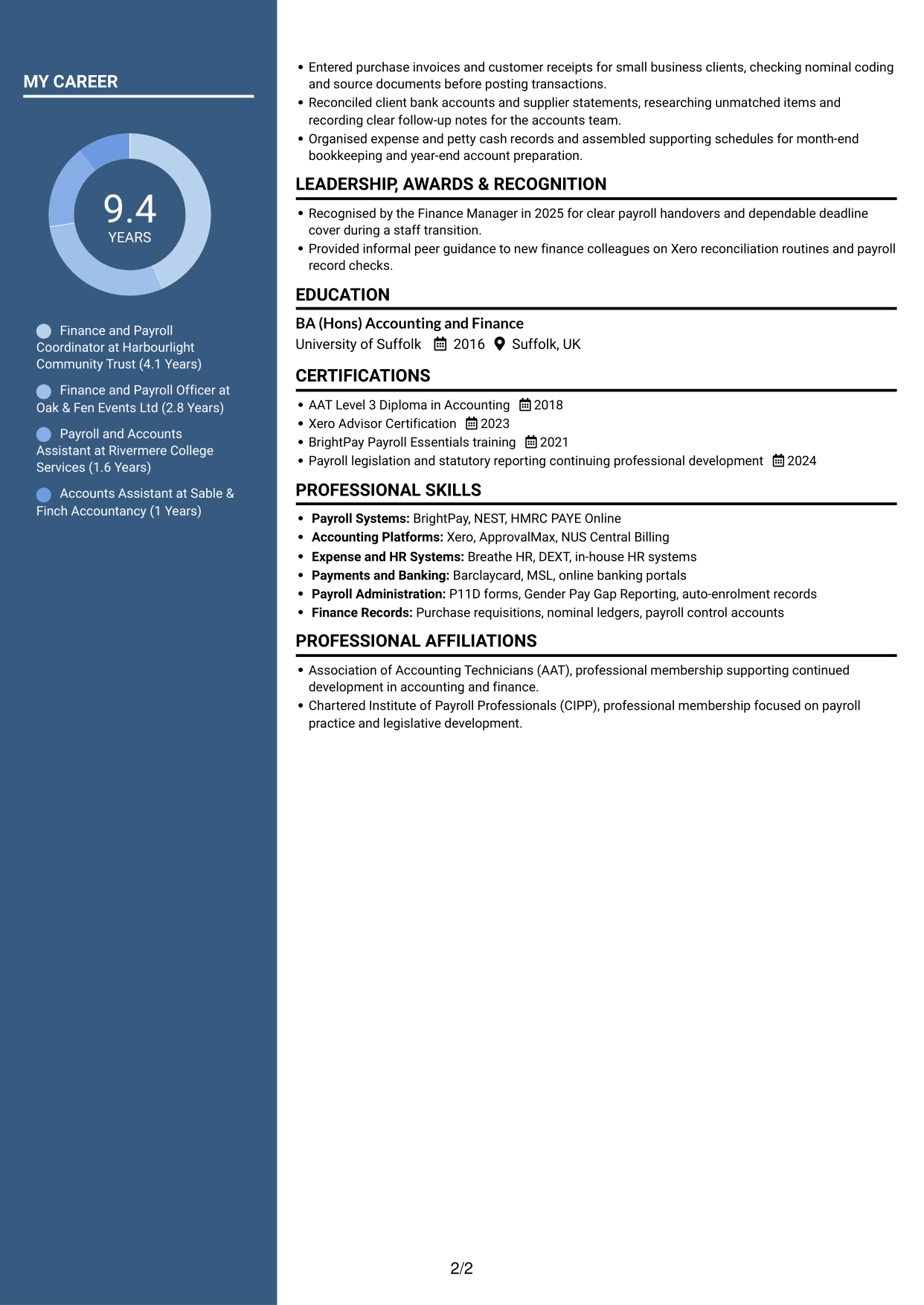 CV example — page 2
