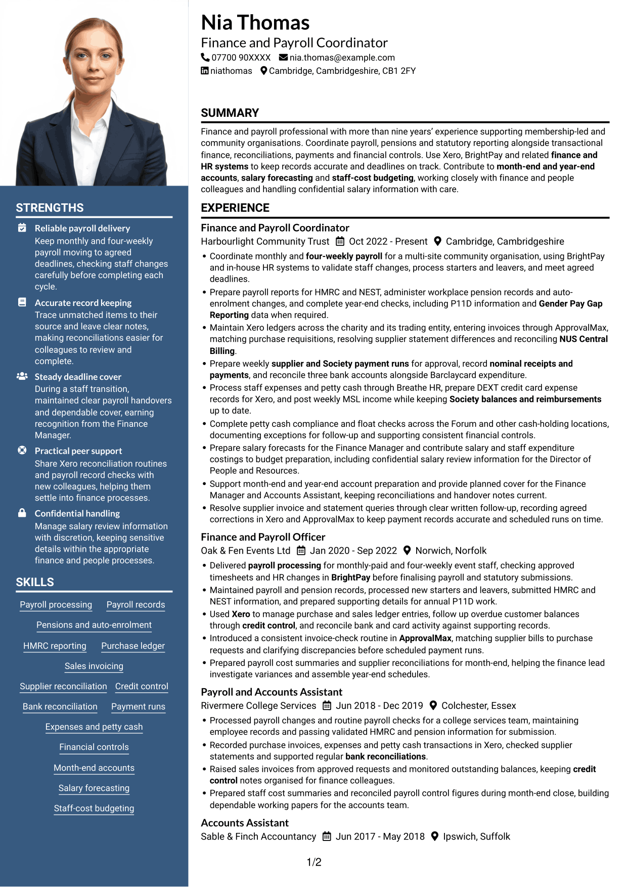 CV example — page 1