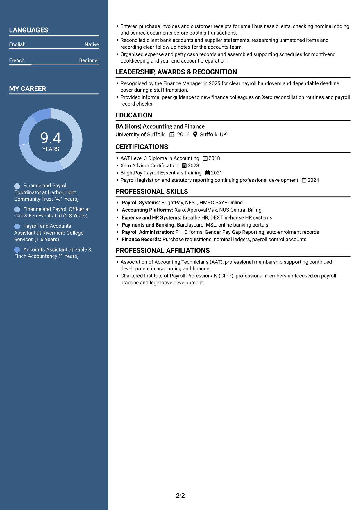 CV example — page 2