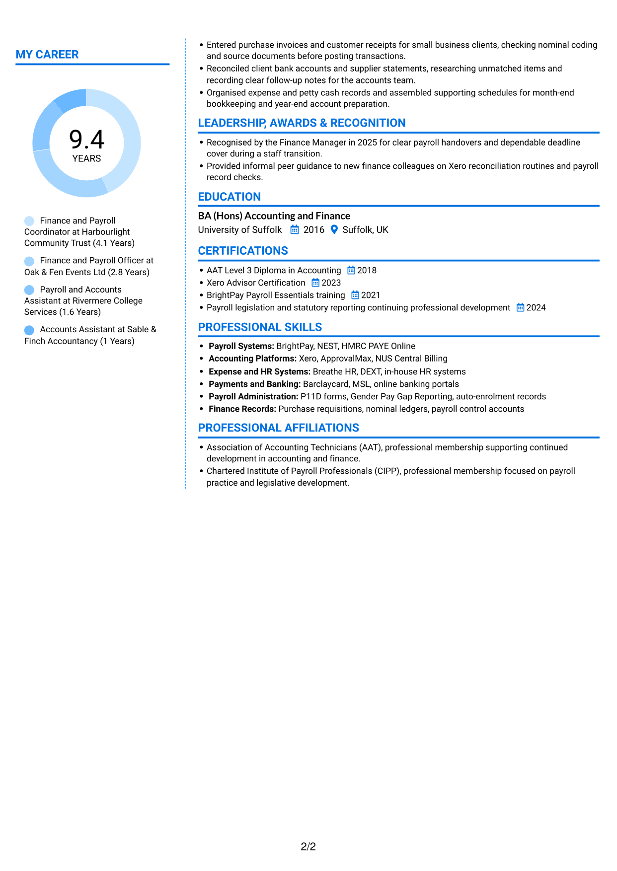 CV example — page 2