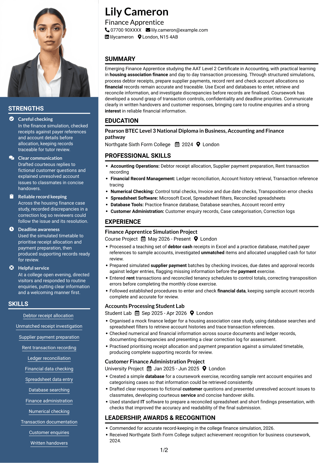 CV example — page 1