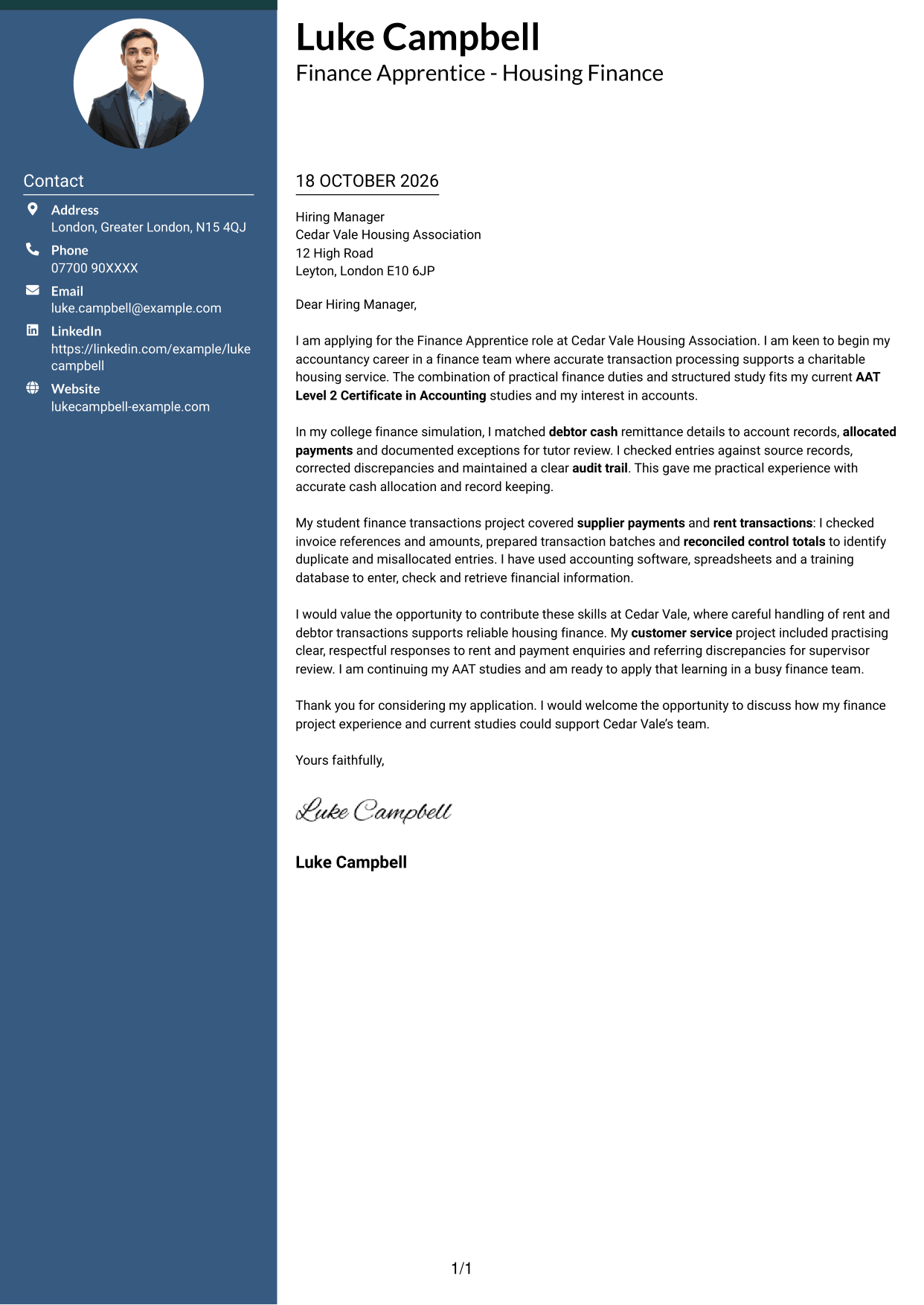 Cover letter example — page 1