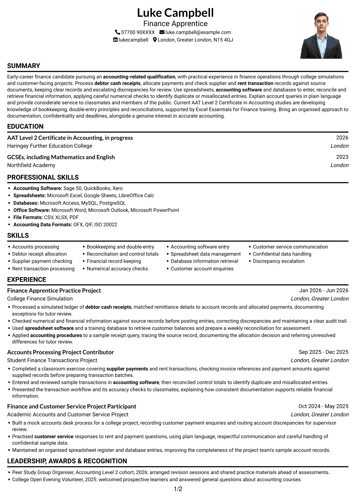 CV example — page 1
