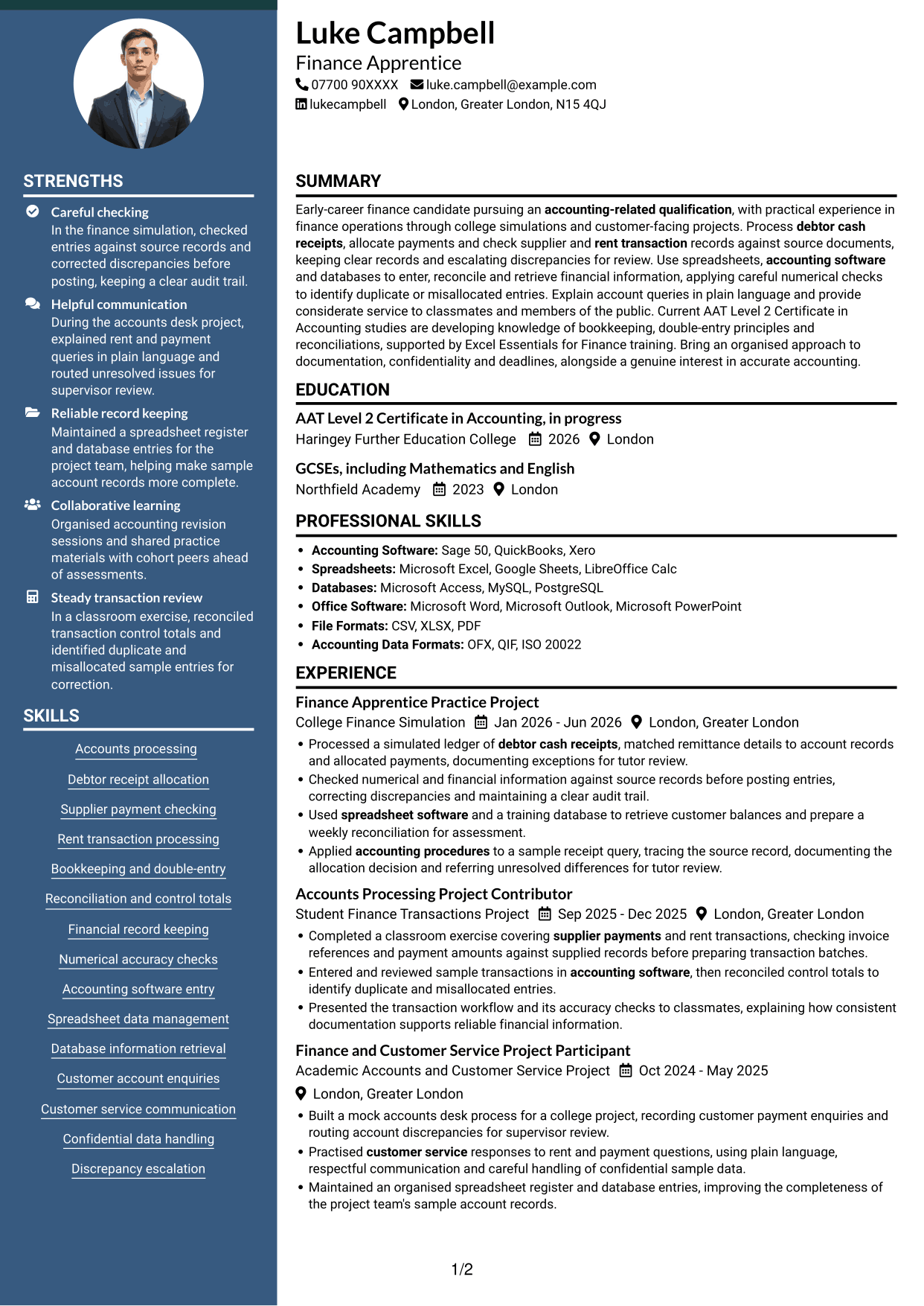 CV example — page 1