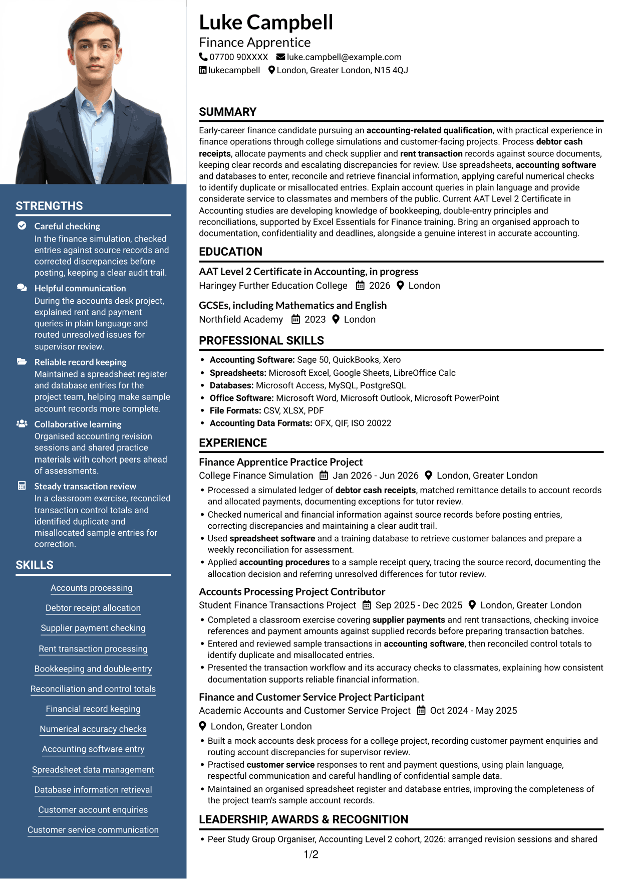 CV example — page 1