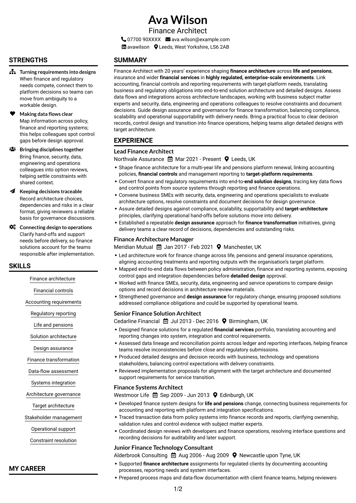 CV example — page 1