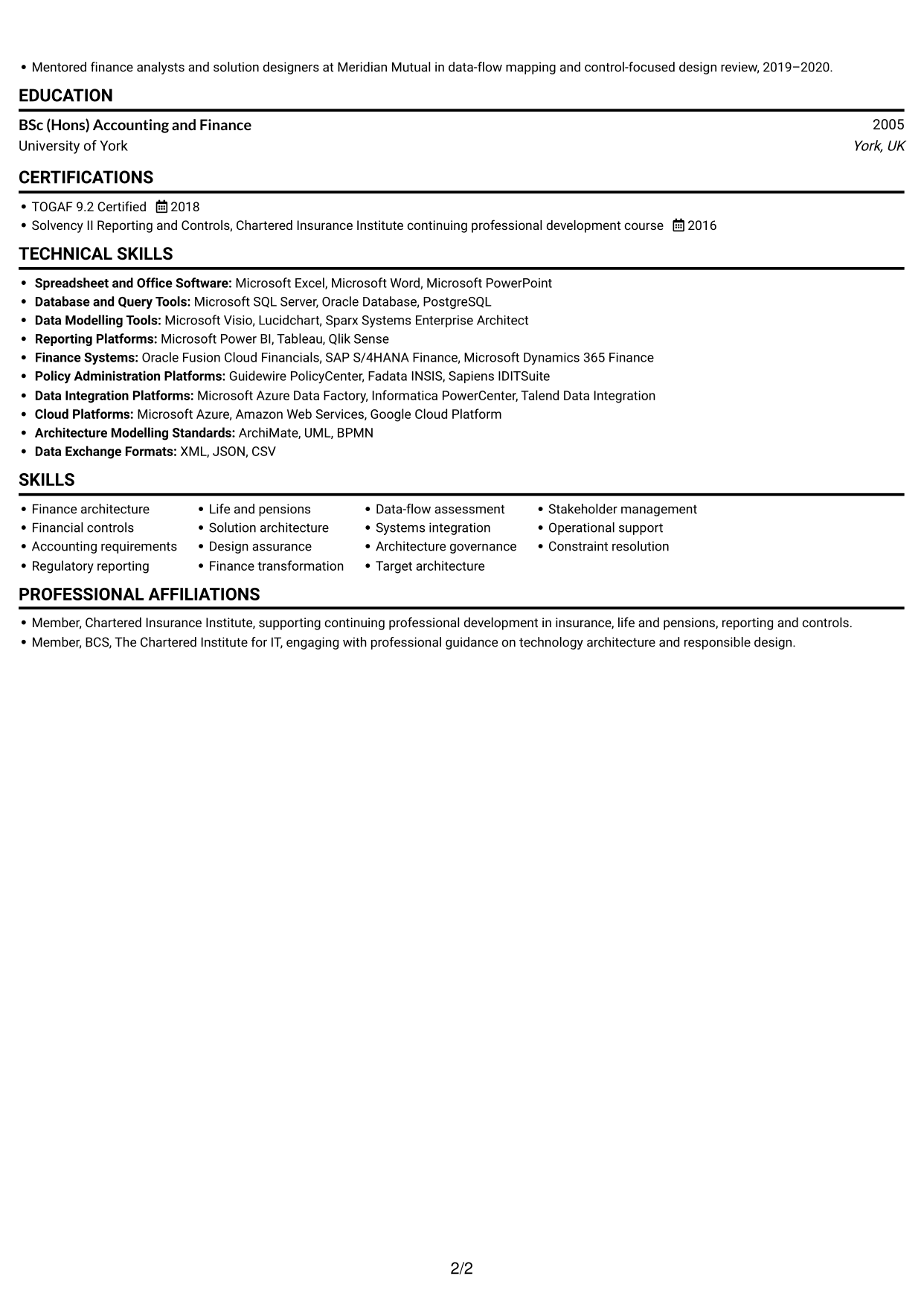 CV example — page 2