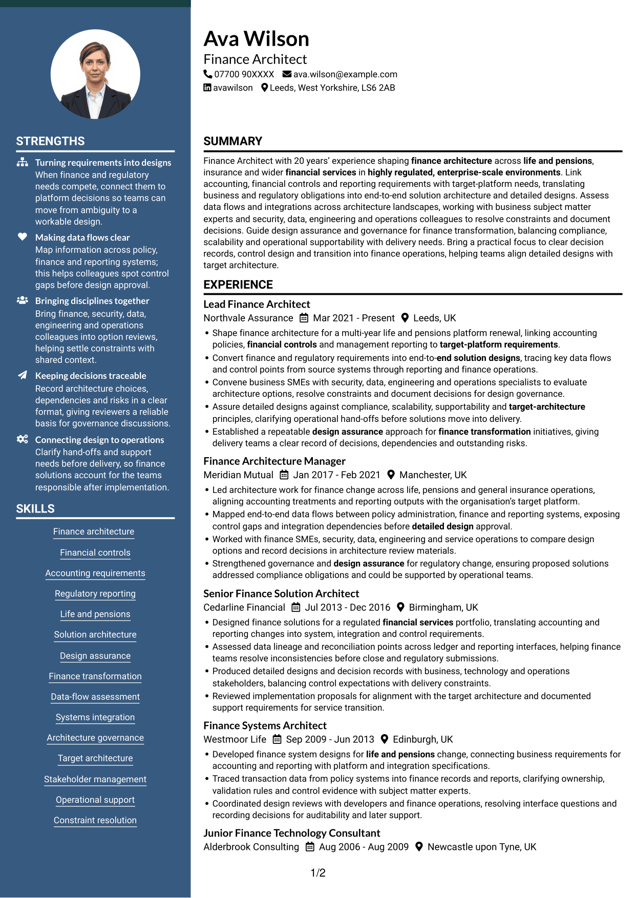 CV example — page 1