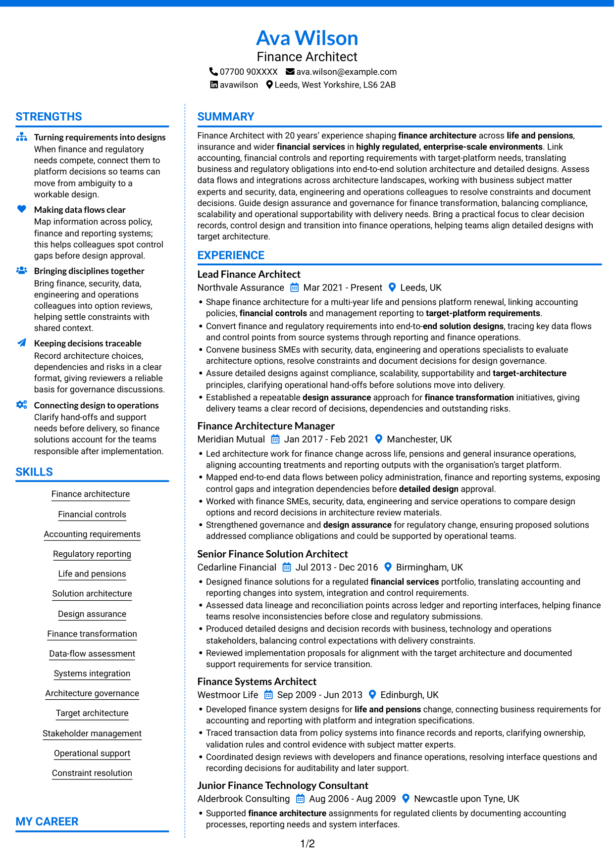 CV example — page 1