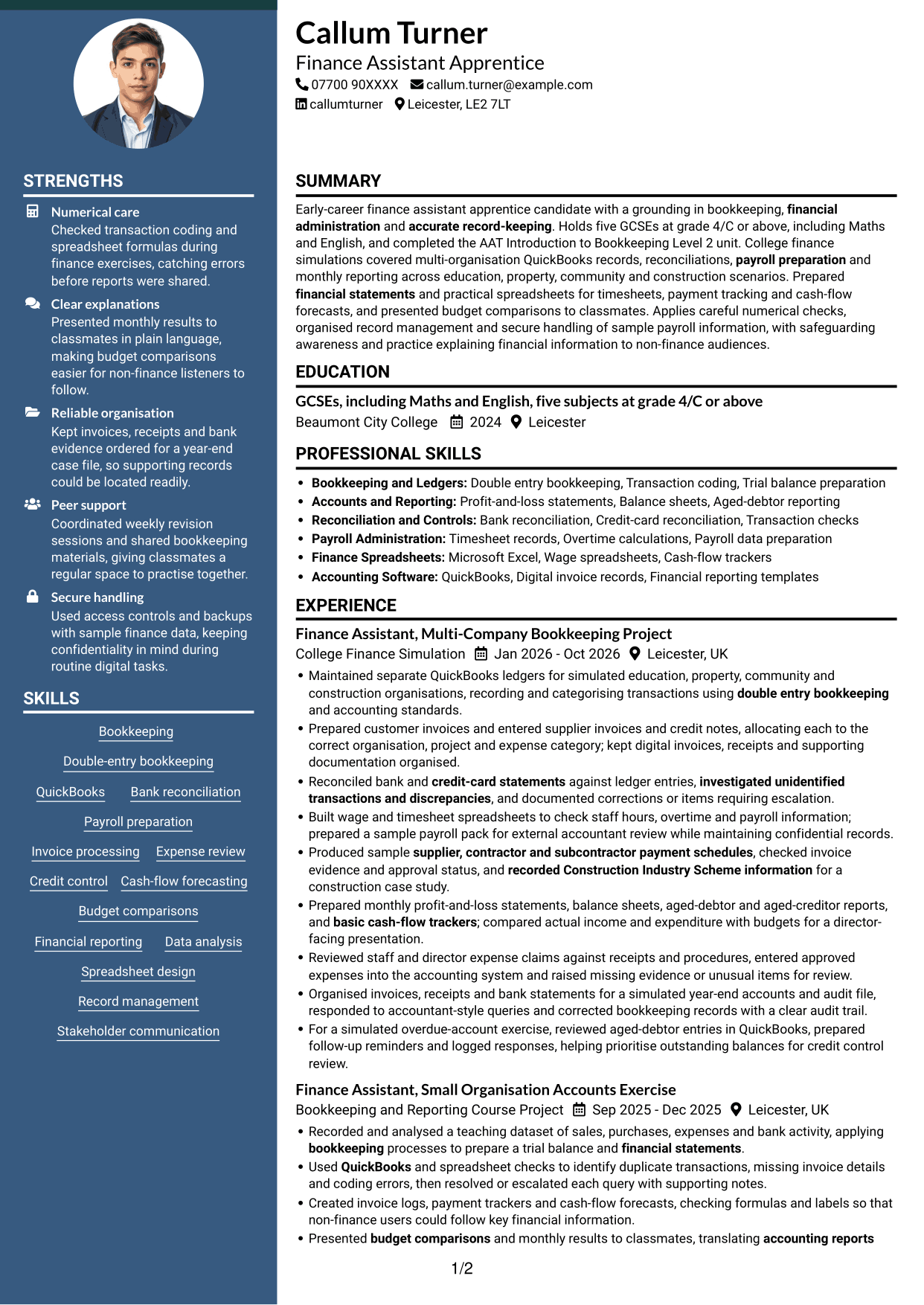 CV example — page 1