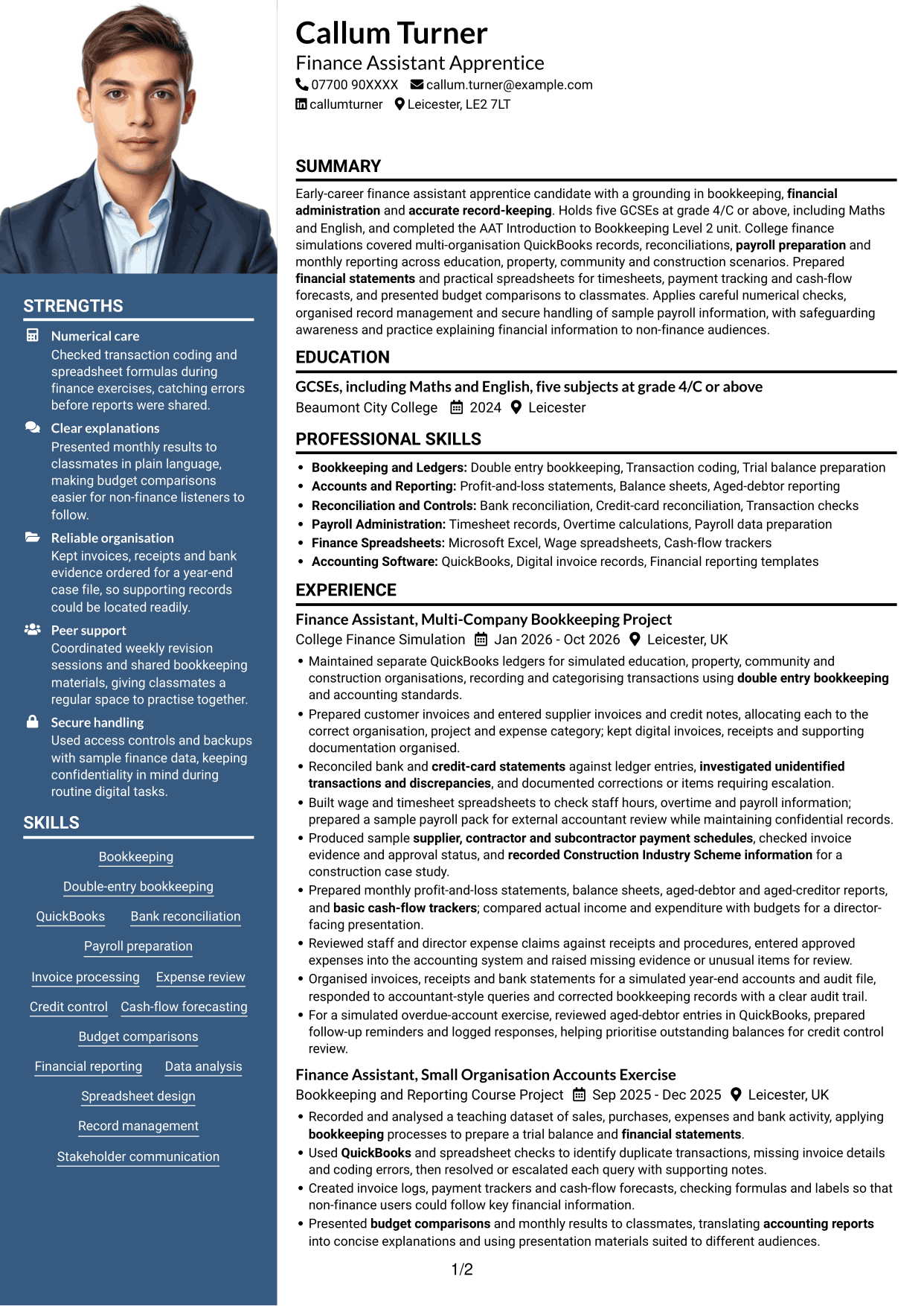 CV example — page 1