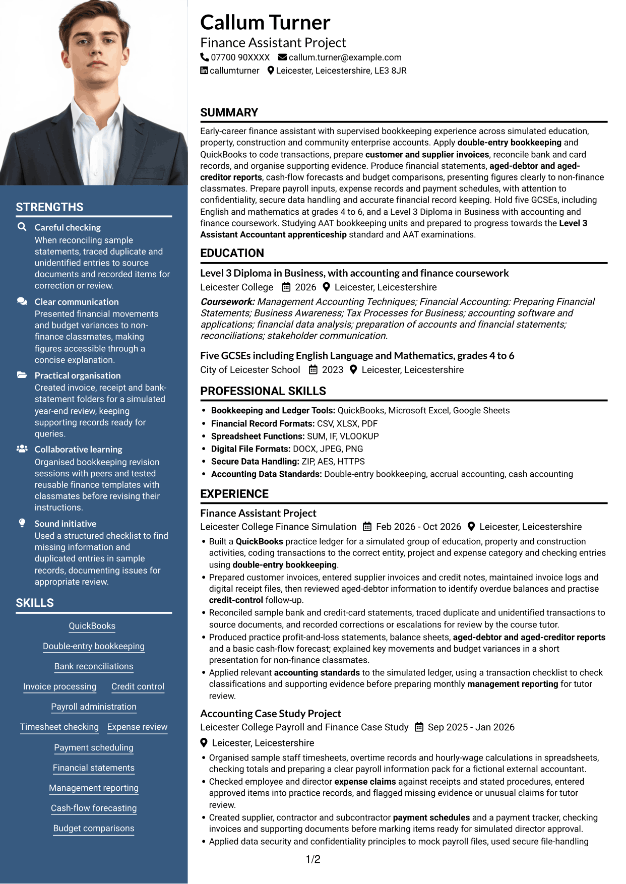 CV example — page 1