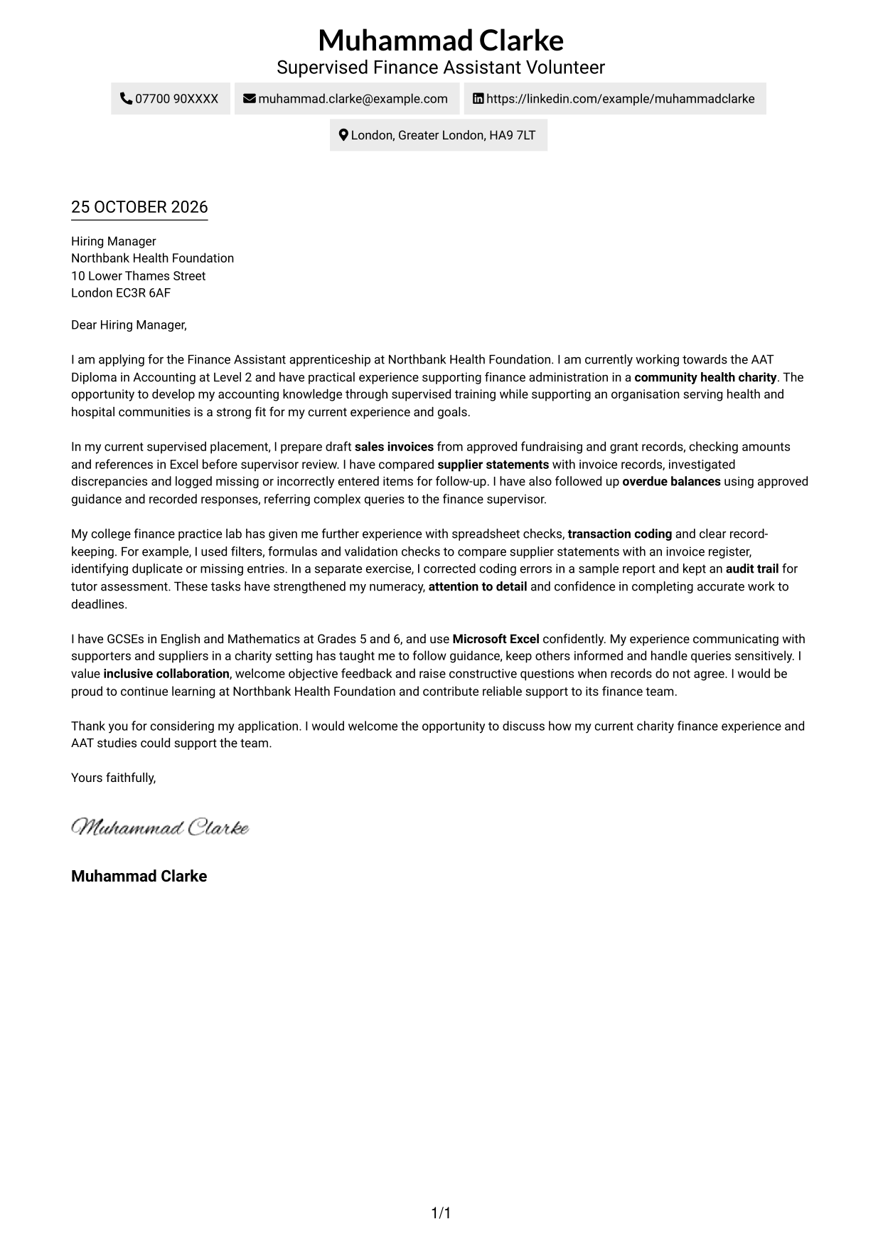 Cover letter example — page 1