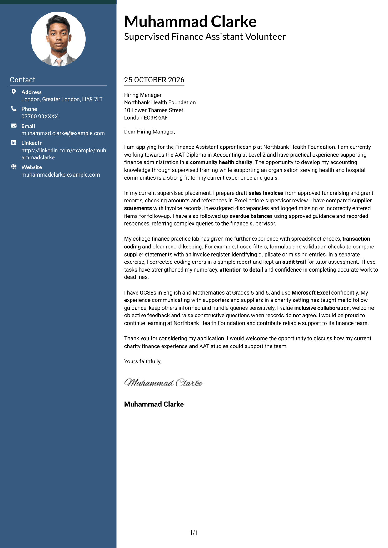 Cover letter example — page 1