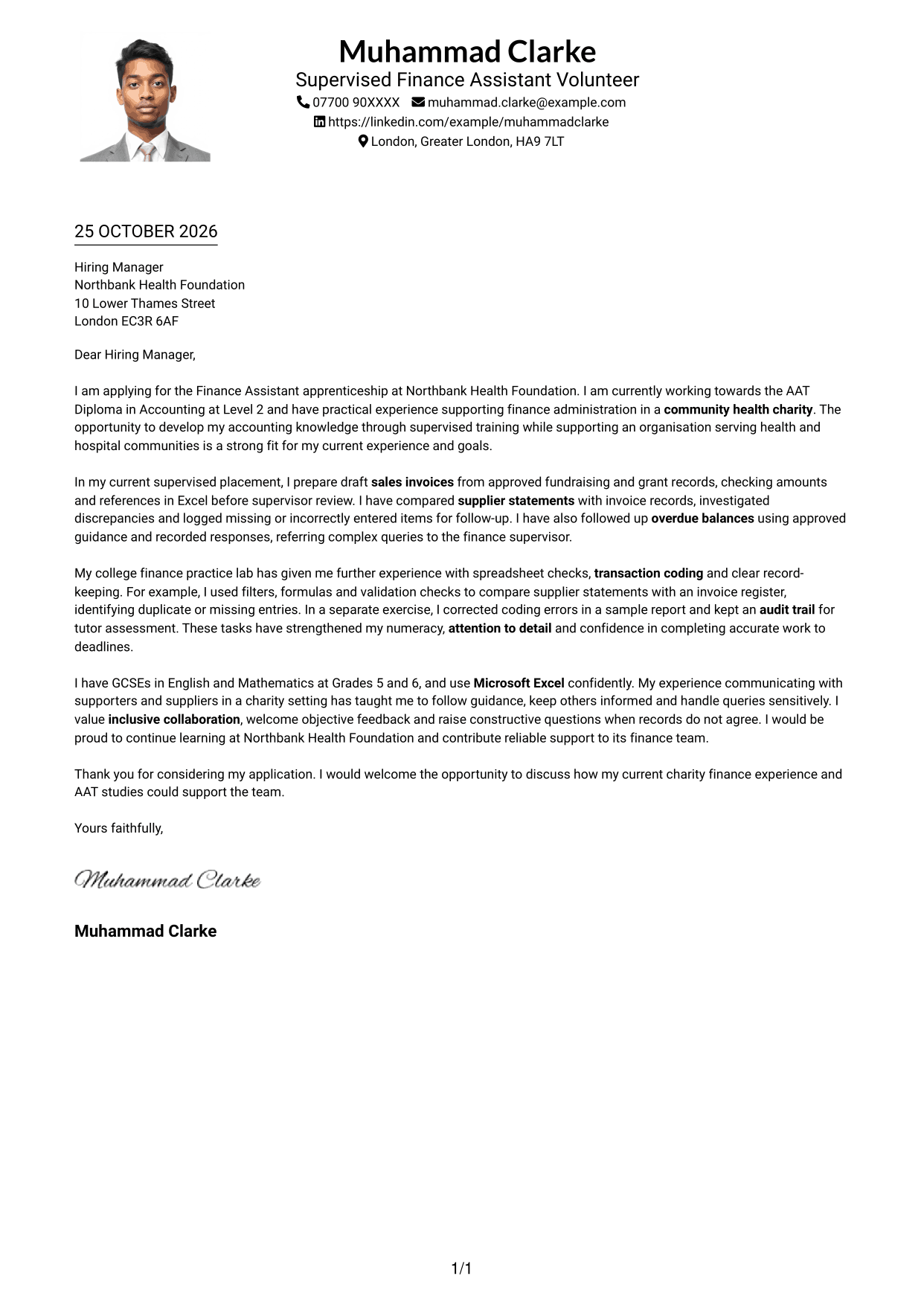 Cover letter example — page 1