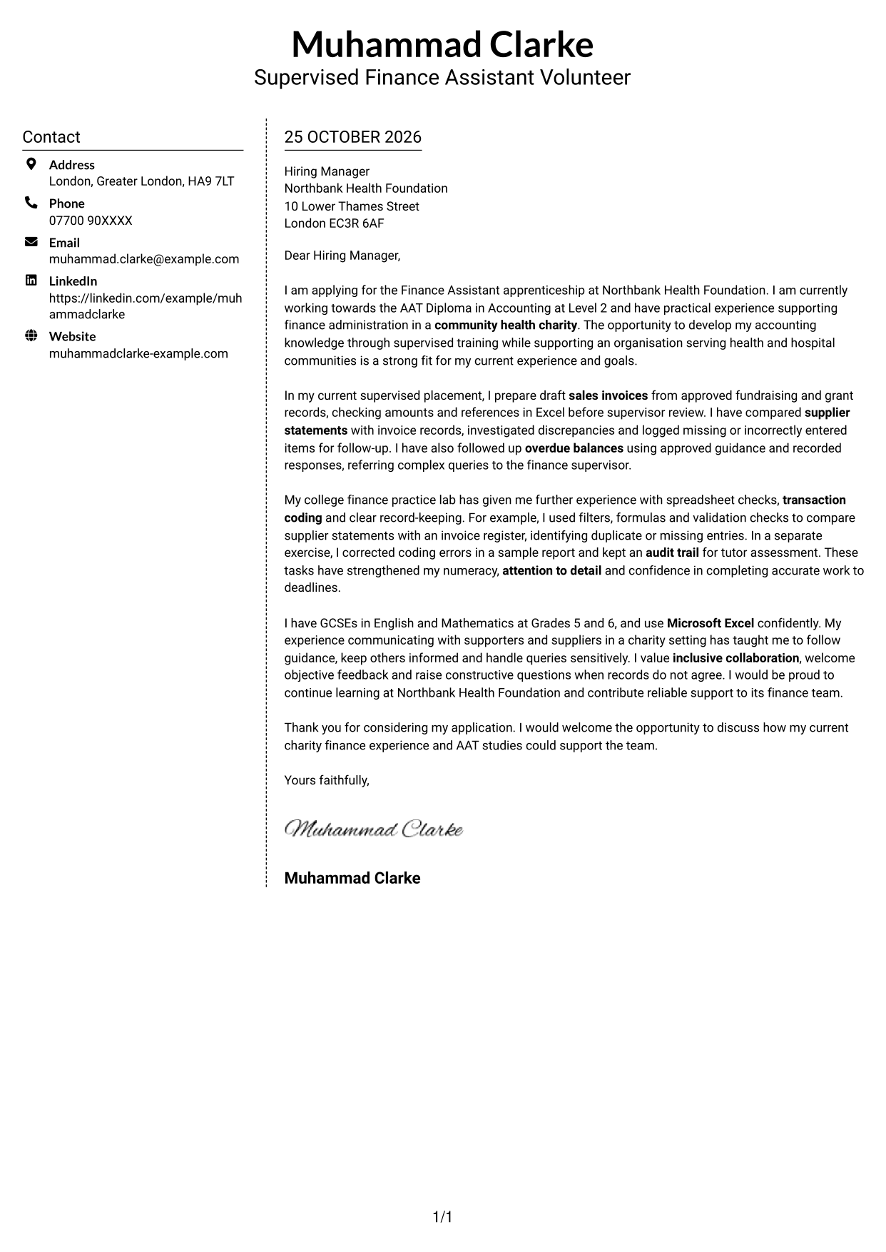 Cover letter example — page 1