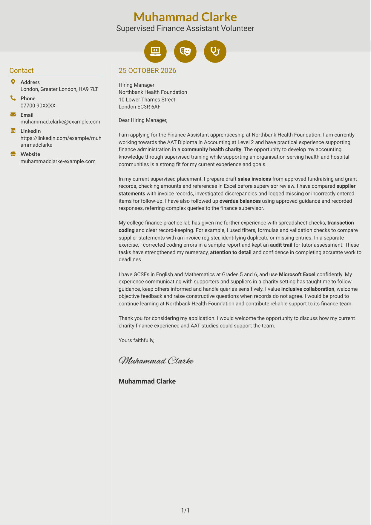Cover letter example — page 1