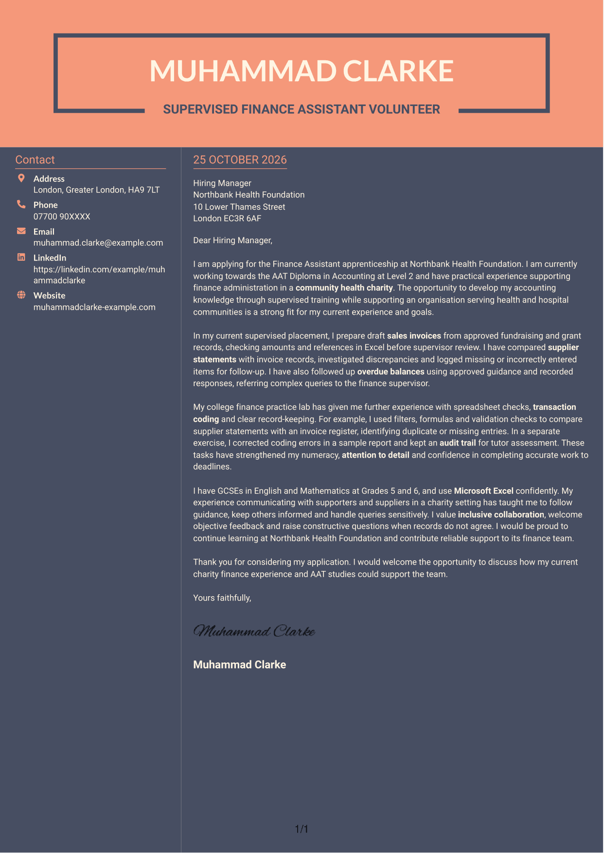 Cover letter example — page 1