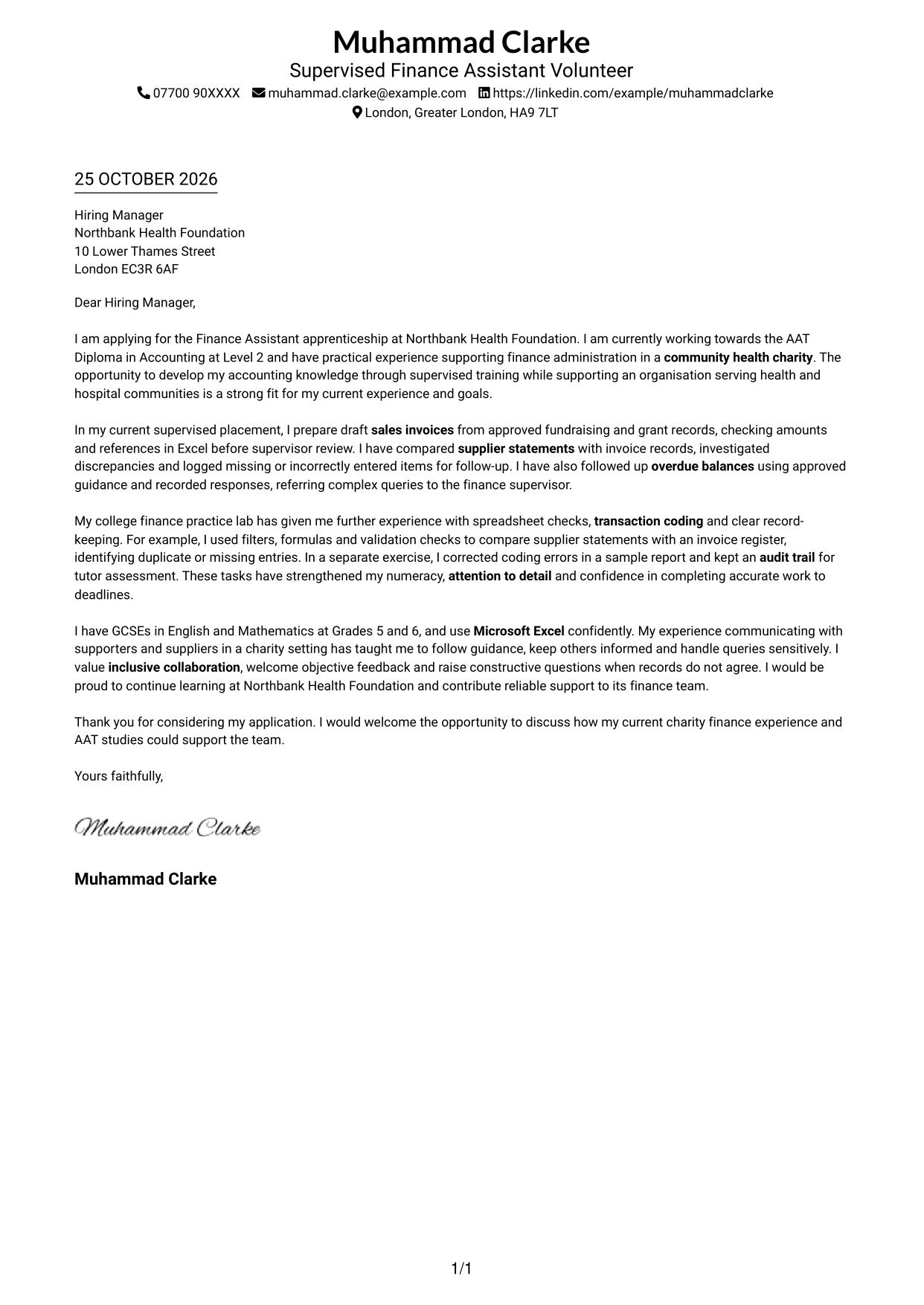 Cover letter example — page 1