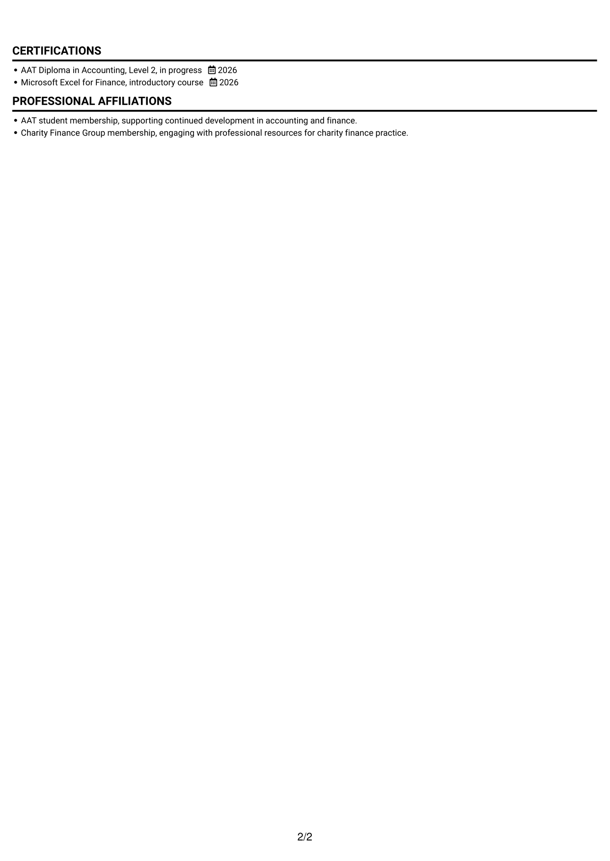 CV example — page 2