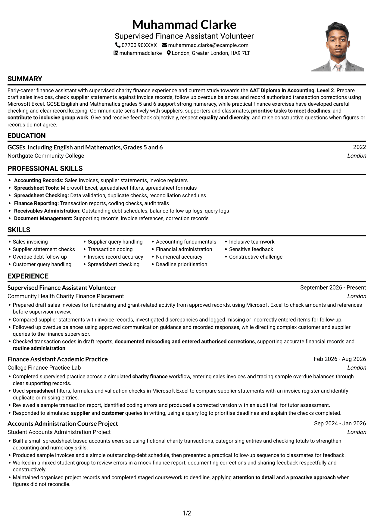 CV example — page 1