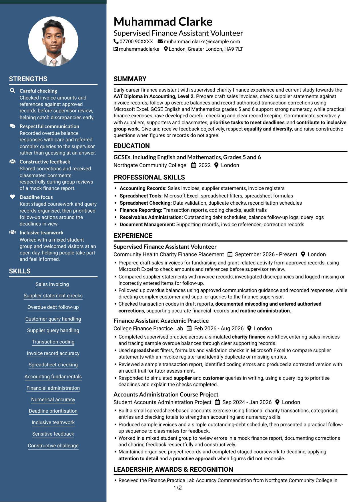 CV example — page 1