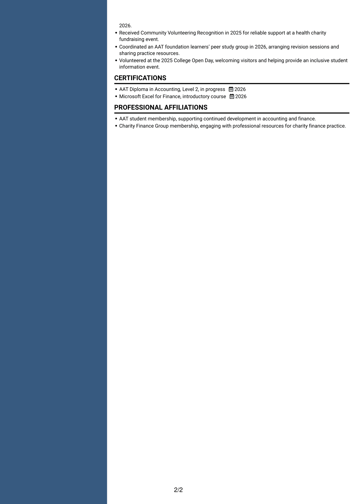 CV example — page 2