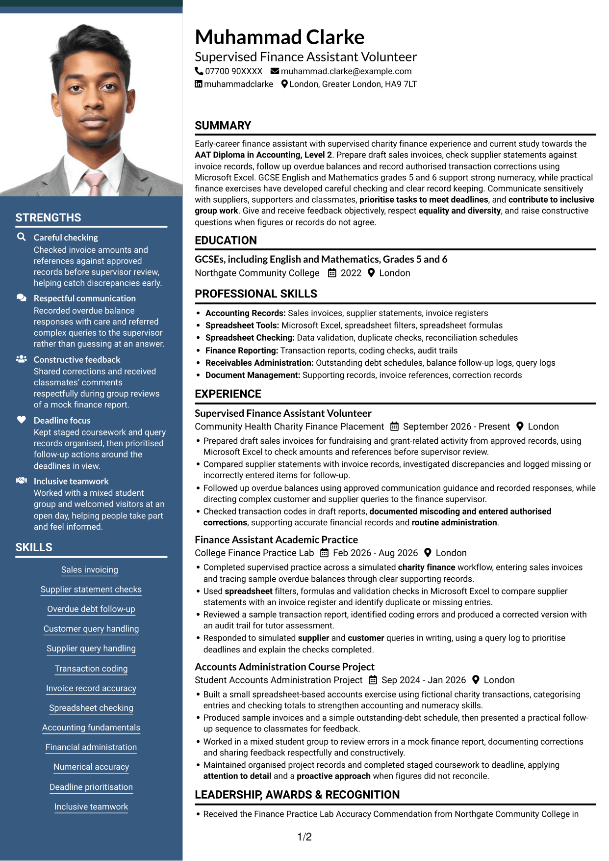 CV example — page 1