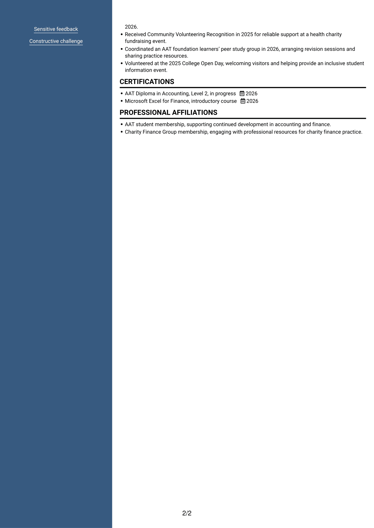 CV example — page 2